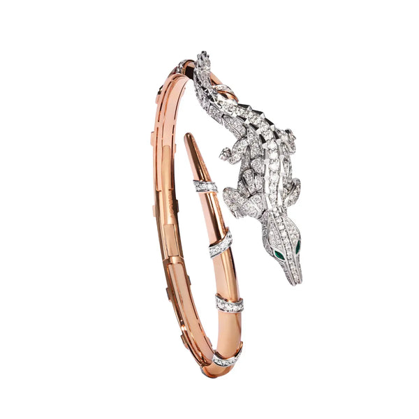 CARESSE DE CROCO FULL PAVE DIAMOND BRACELET, WHITE ROSE GOLD
