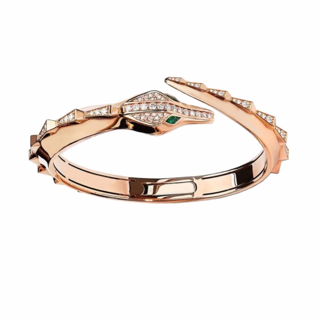 SIGNATURE SPIKE CROCO BRACELET HALF DIAMOND SET ROSE GOLD | Bracelet | 18K rose gold, bracelet, croco, crocodile, crocodream, diamonds, half diamond set, signature, spike | ORLOV