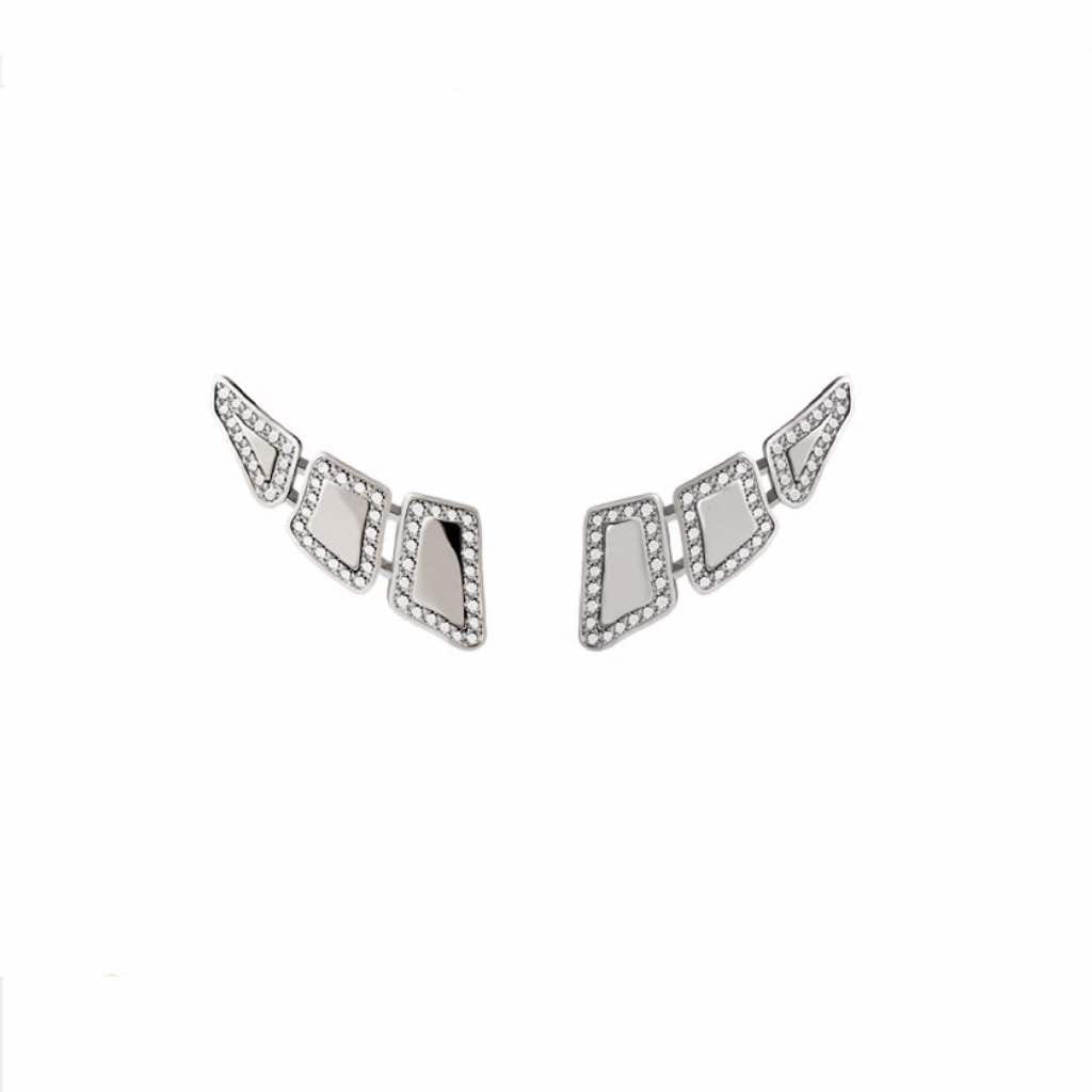 SKIN DIAMOND EARRINGS 3 ELEMENTS WHITE GOLD | Earring | 18K white gold, crocodream, diamonds, earring, skin | ORLOV