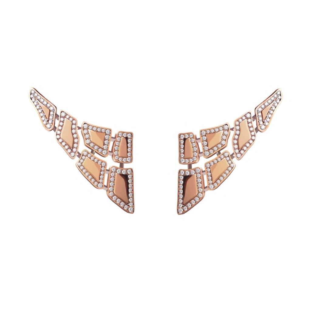 SKIN DIAMOND EARRINGS 6 ELEMENTS ROSE GOLD | Earring | 18K rose gold, crocodream, diamonds, earring, skin | ORLOV