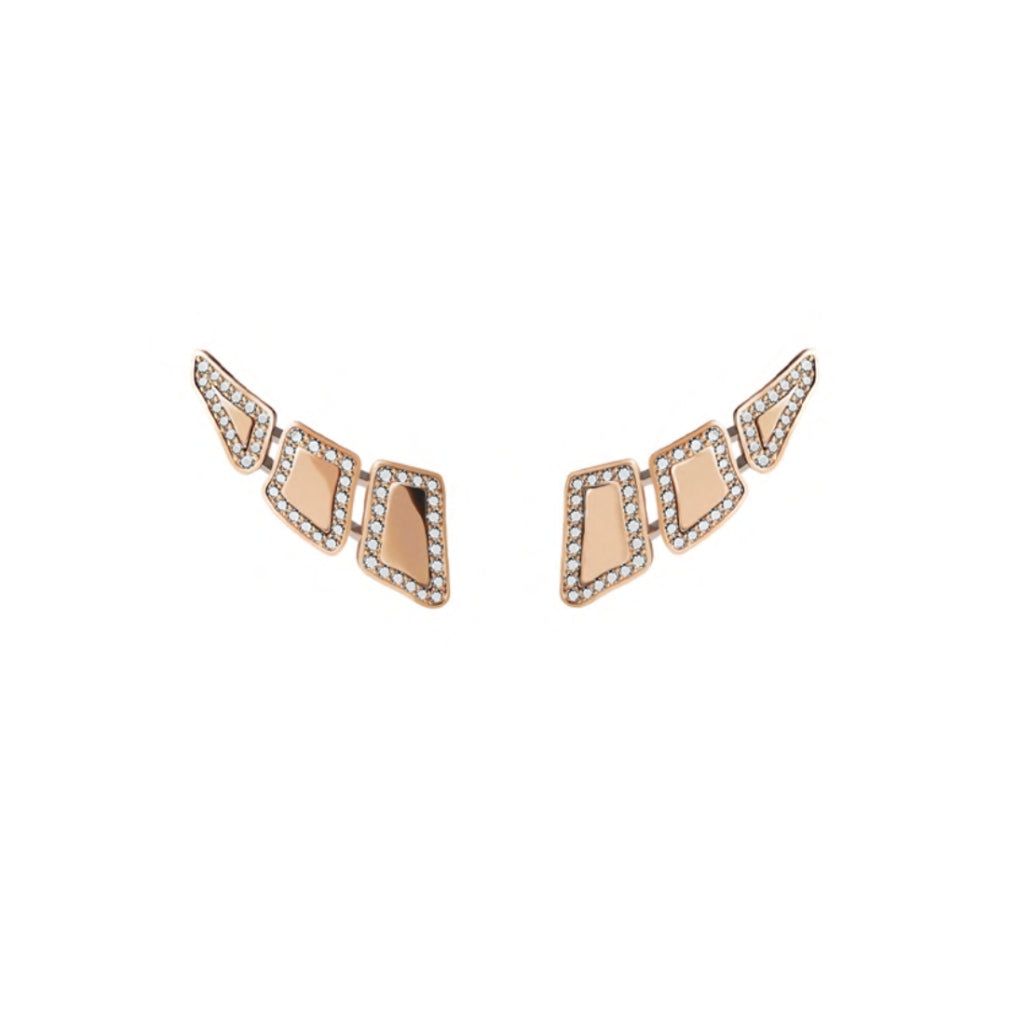 SKIN DIAMOND EARRINGS 3 ELEMENTS ROSE GOLD | Earring | 18K rose gold, crocodream, diamonds, earring, skin | ORLOV