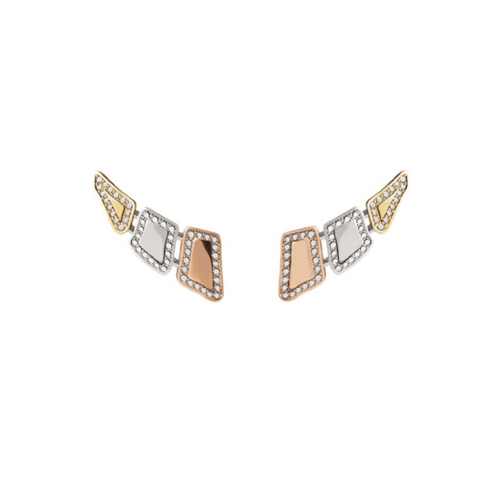 SKIN DIAMOND EARRINGS 3 ELEMENTS TRICOLOR | Earring | crocodream, diamonds, earring, skin, tricolor | ORLOV
