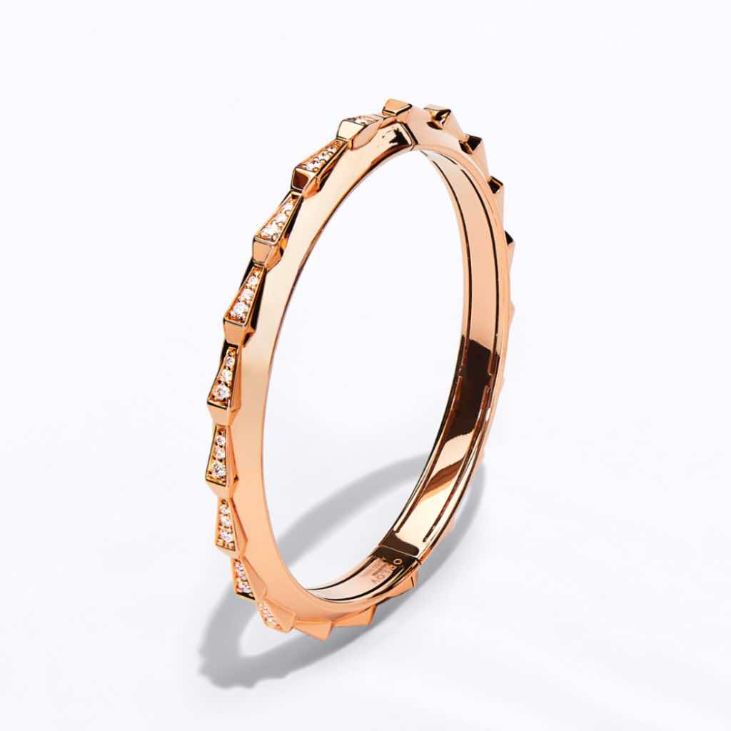 SIGNATURE SPIKE HALF DIAMOND SET BRACELET ROSE GOLD | Bracelet | 18K rose gold, bracelet, crocodream, half diamond set, signature, spike | ORLOV