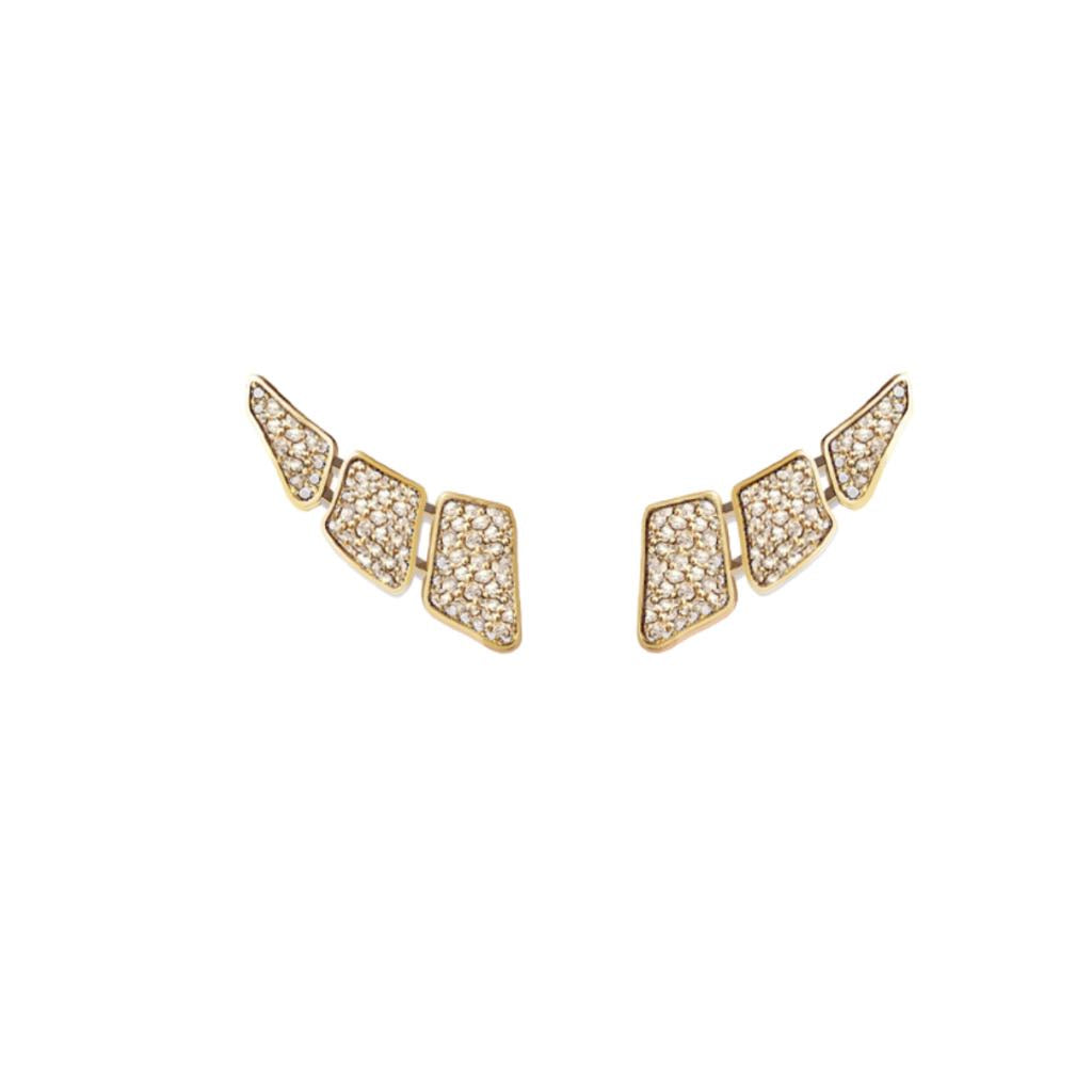 SKIN FULL DIAMOND SET EARRINGS 3 ELEMENTS YELLOW GOLD | Earring | 18K yellow gold, crocodream, diamonds, earring, skin | ORLOV