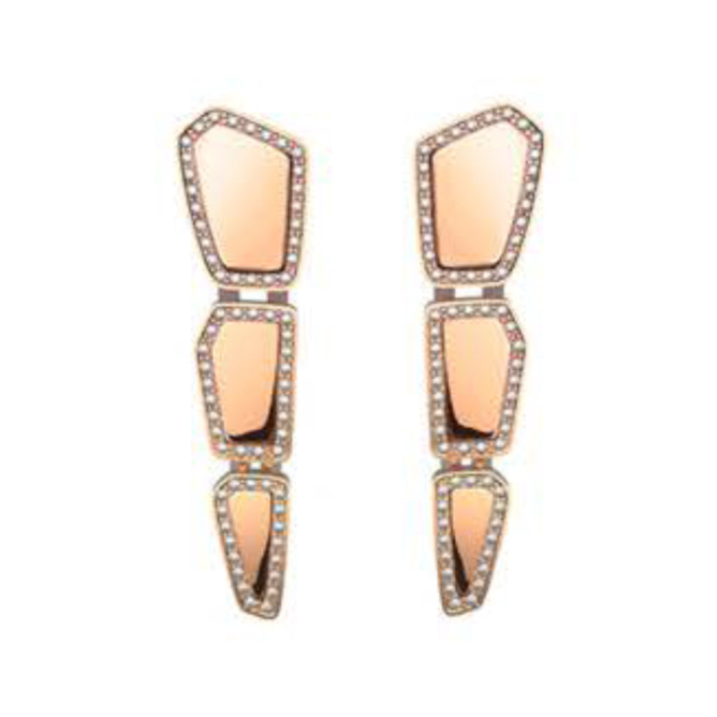 SKIN DIAMOND EARRINGS 3 ELEMENTS VERTI ROSE GOLD | Earring | 18K rose gold, crocodream, diamonds, earring, skin, vertical | ORLOV