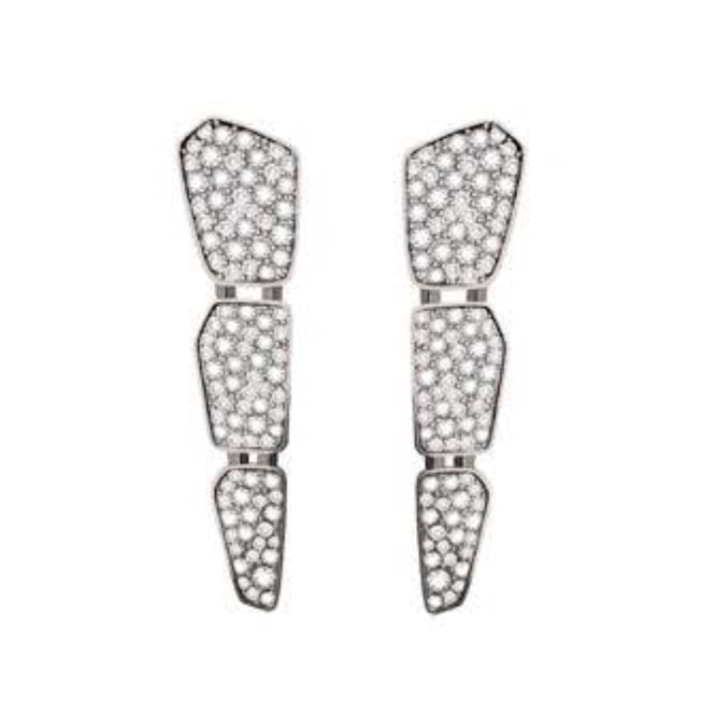 SKIN FULL DIAMOND SET  EARRINGS 3 ELEMENTS VERTI WHITE GOLD | Earring | 18K white gold, crocodream, diamonds, earring, skin, vertical | ORLOV