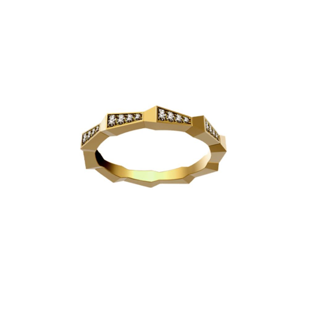 SPIKE 1 ROW FULL DIAMOND SET RING YELLOW GOLD | Ring | 18K yellow gold, crocodream, diamonds, meta-size-chart-size-guide-rings, ring, spike | ORLOV
