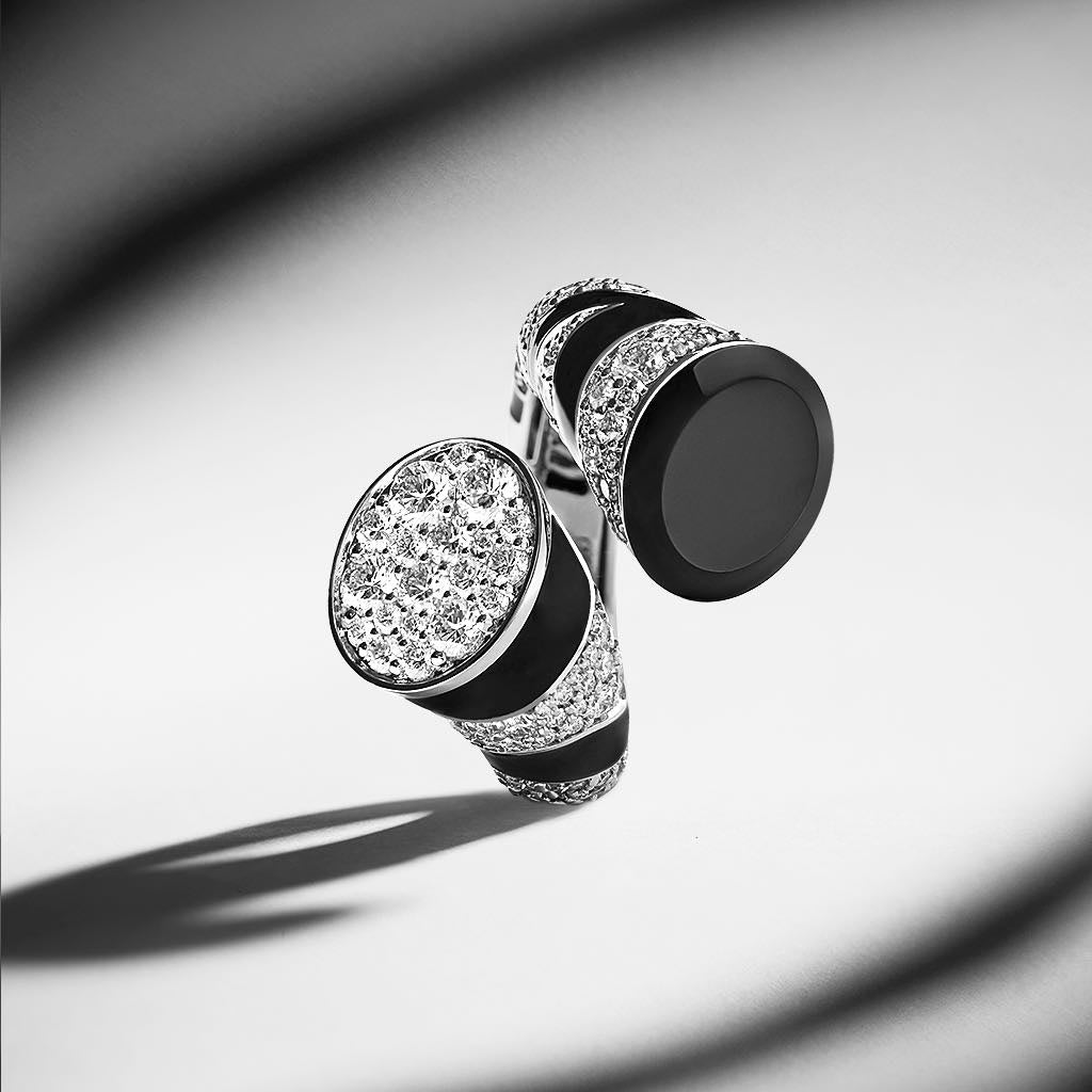 ZEBRA DIAMOND ONYX RING WHITE GOLD | Ring | 18K white gold, diamonds, full diamond set, onyx, Ring, zebra | ORLOV