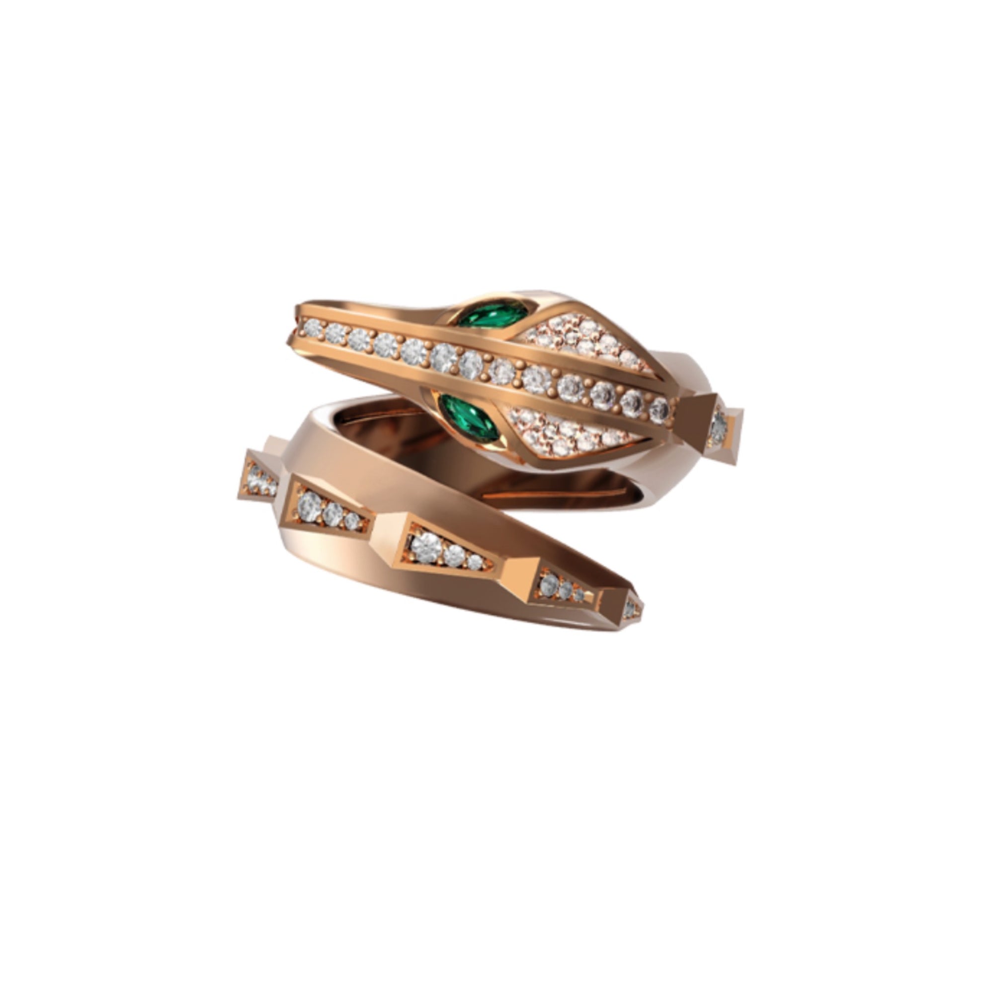 SIGNATURE SPIKE CROCO HALF SET DIAMOND RING ROSE GOLD | Ring | 18K rose gold, croco, crocodream, diamonds, Ring, signature, spike | ORLOV