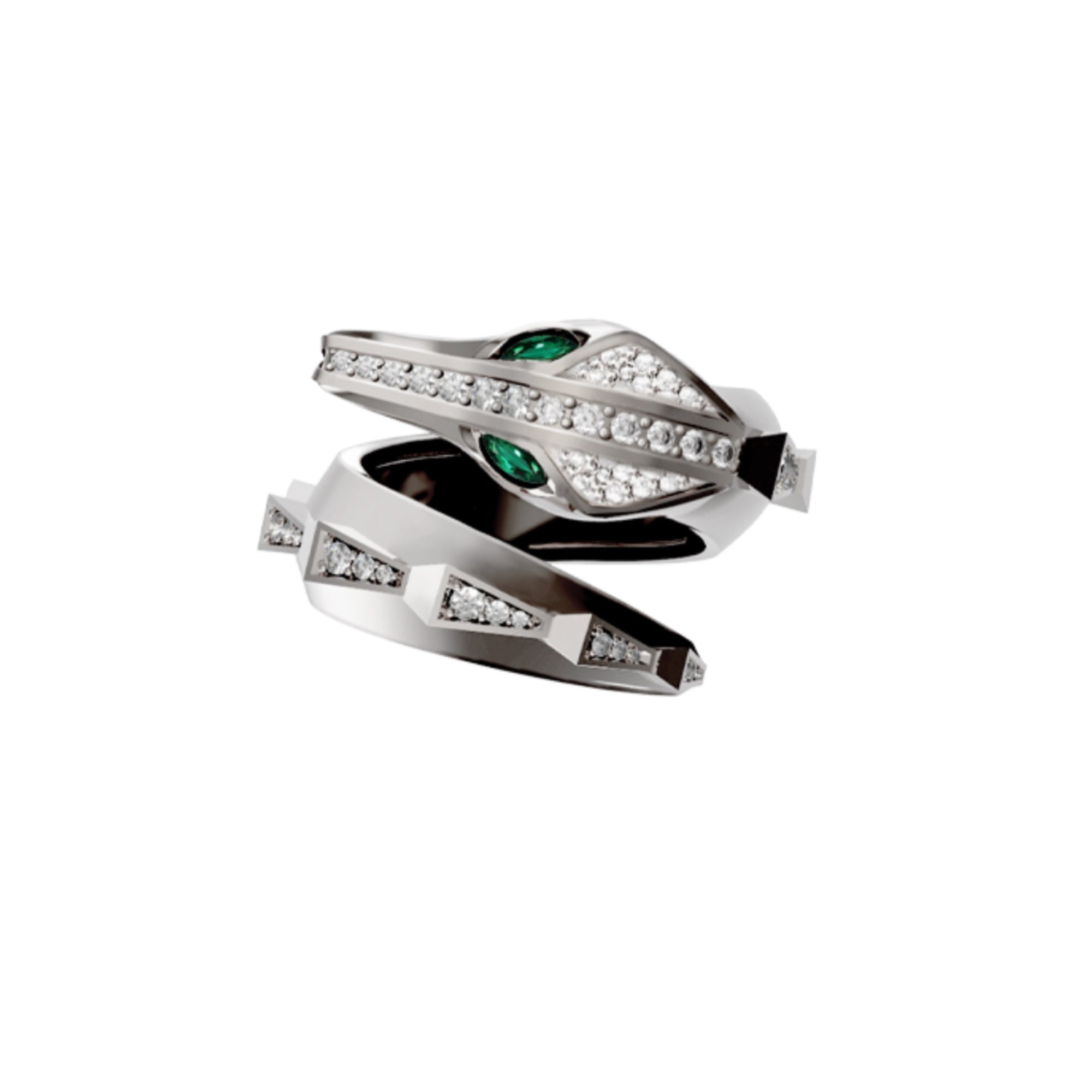 SIGNATURE SPIKE CROCO HALF SET DIAMOND RING WHITE GOLD | Ring | 18K rose gold, croco, crocodream, diamonds, Ring, signature, spike | ORLOV