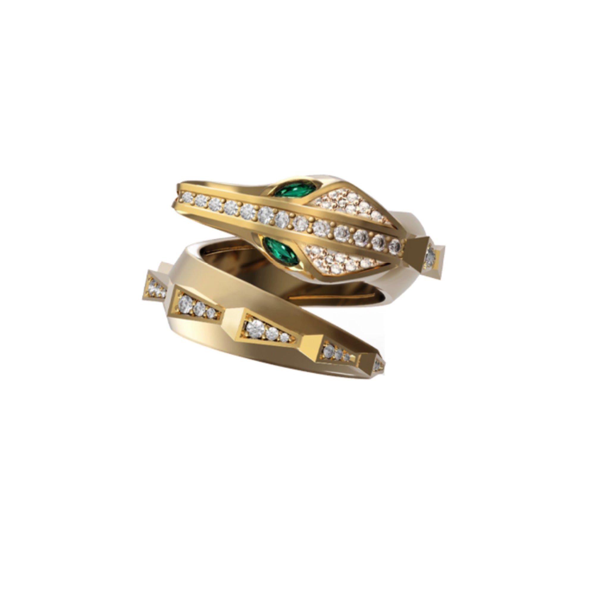 SIGNATURE SPIKE CROCO HALF SET DIAMOND RING YELLOW GOLD | Ring | 18K yellow gold, croco, crocodream, diamonds, Ring, signature, spike | ORLOV