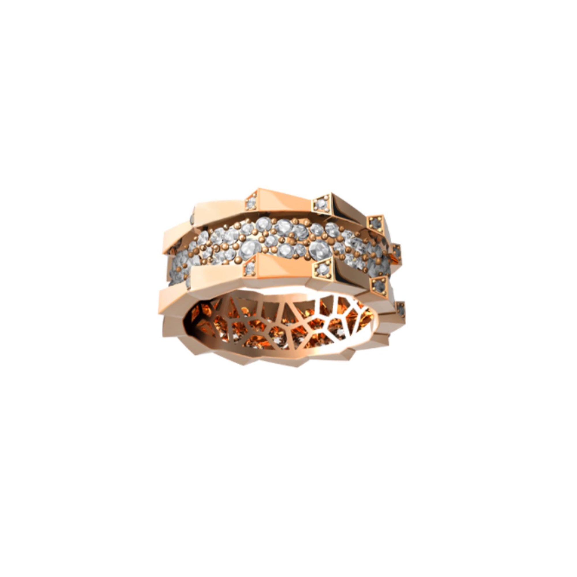 SPIKE DOUBLE ROW FULL DIAMOND SET RING ROSE GOLD | Ring | 18K rose gold, crocodream, diamonds, double, meta-size-chart-size-guide-rings, ring, spike, two row | ORLOV