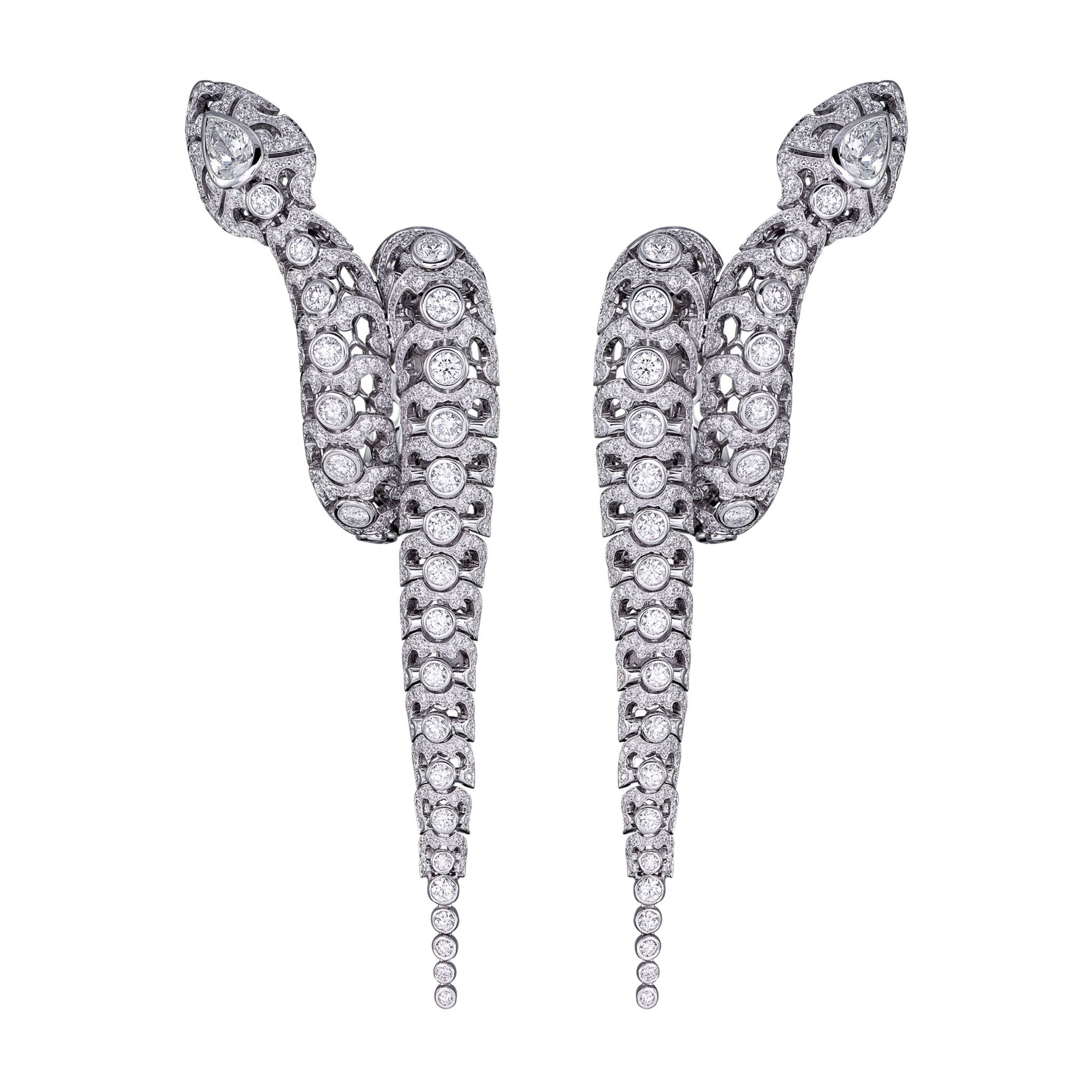 SERPENTES DIAMOND EARRINGS WHITE GOLD | Earring | 18K white gold, diamonds, earring, serpentes, snake | ORLOV