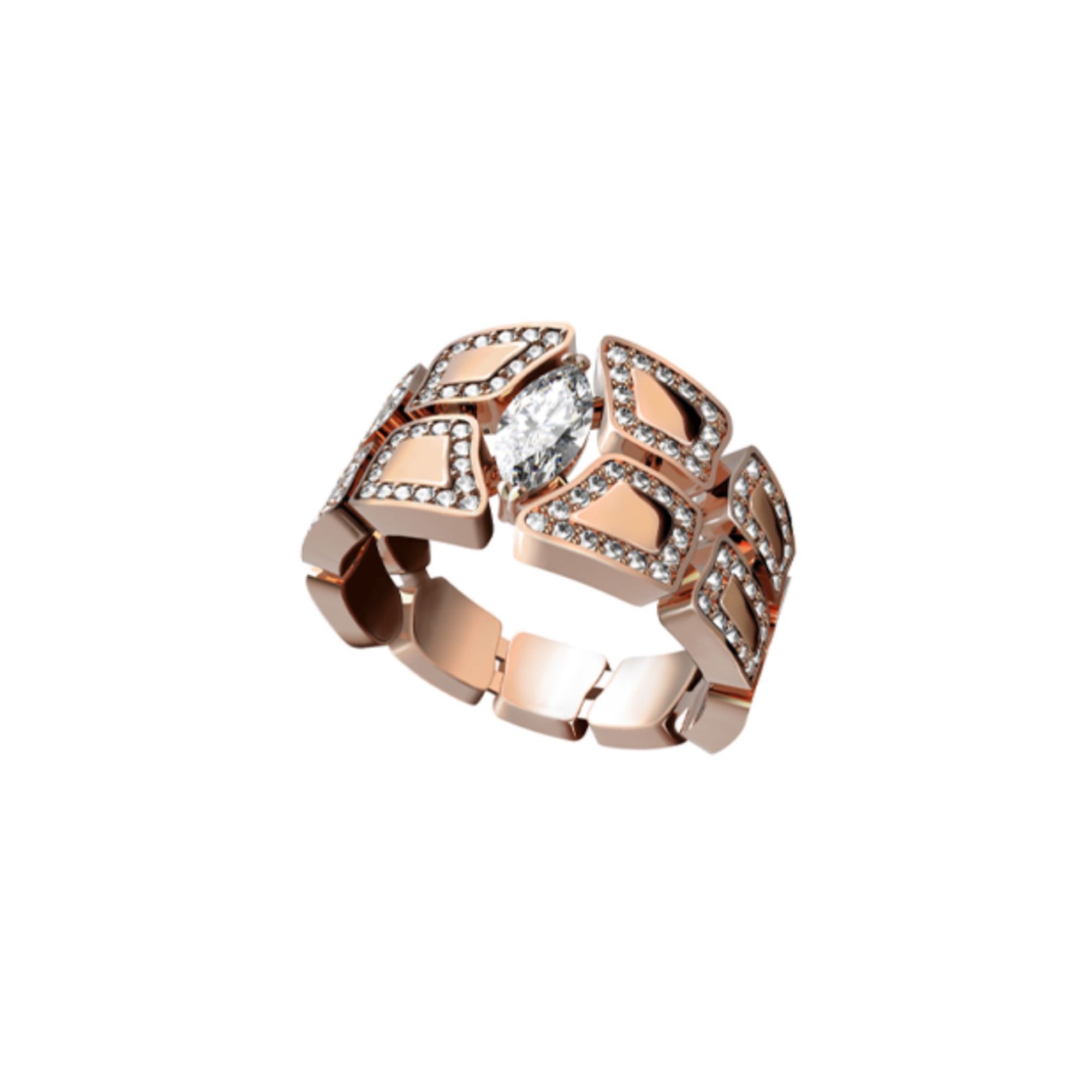 SKIN DIAMOND RING ROSE GOLD | Ring | 18K rose gold, crocodream, diamonds, marquise, ring, skin | ORLOV