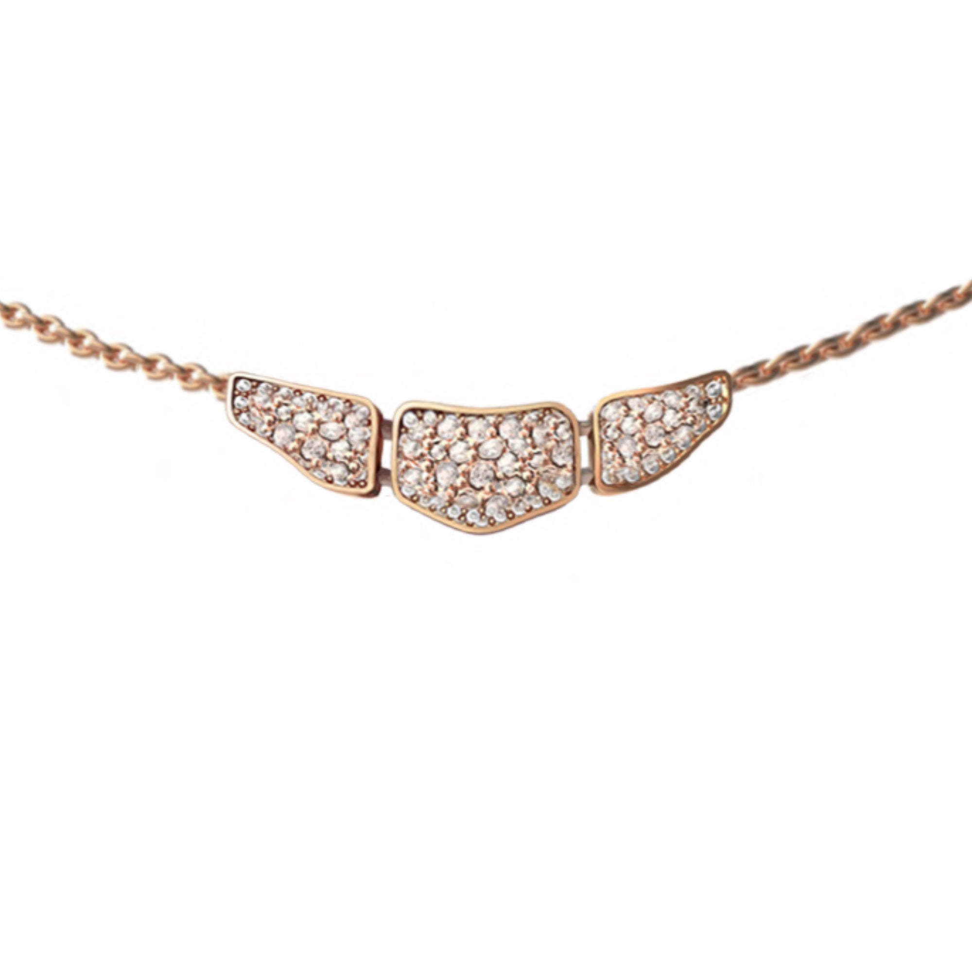 SKIN FULL DIAMOND SET PENDANT 3 ELEMENTS ROSE GOLD | Necklace | 18K rose gold, crocodream, diamonds, Necklace, pendant, skin | ORLOV