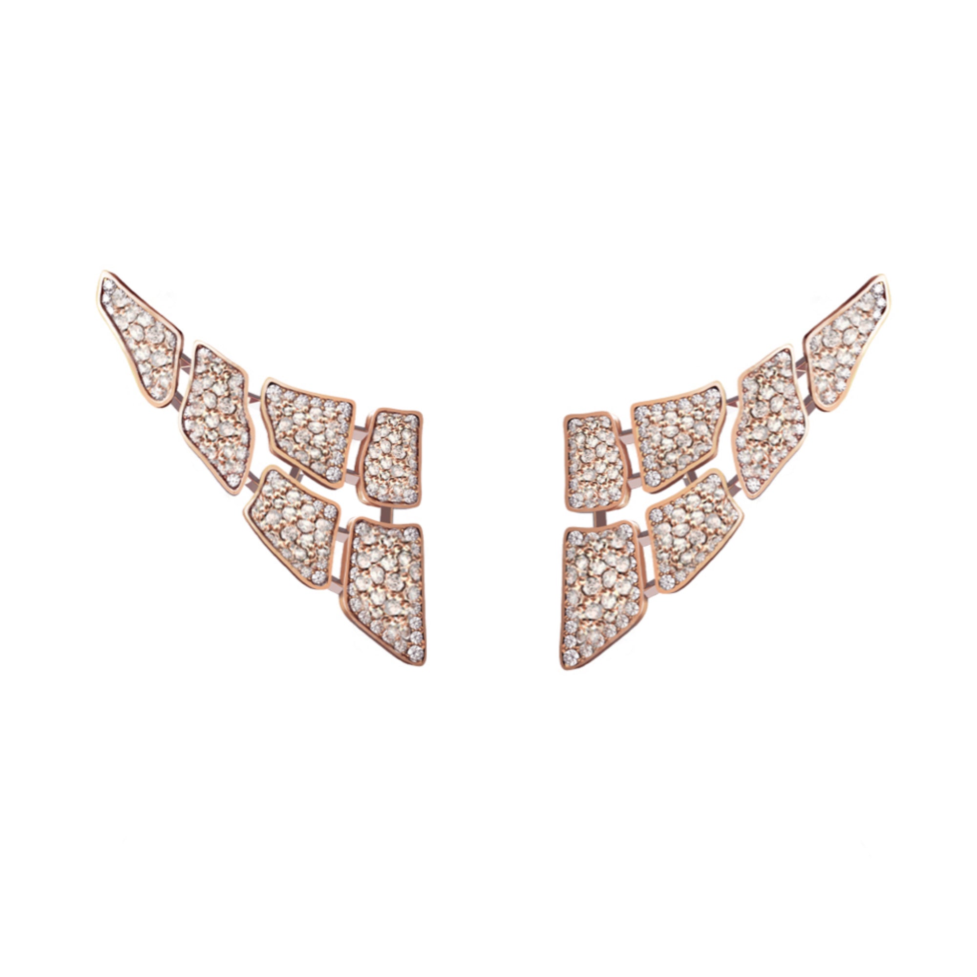 SKIN FULL DIAMOND SET EARRINGS 6 ELEMENTS ROSE GOLD | Earring | 18K rose gold, crocodream, diamonds, earring, full diamond set, fullset, skin | ORLOV