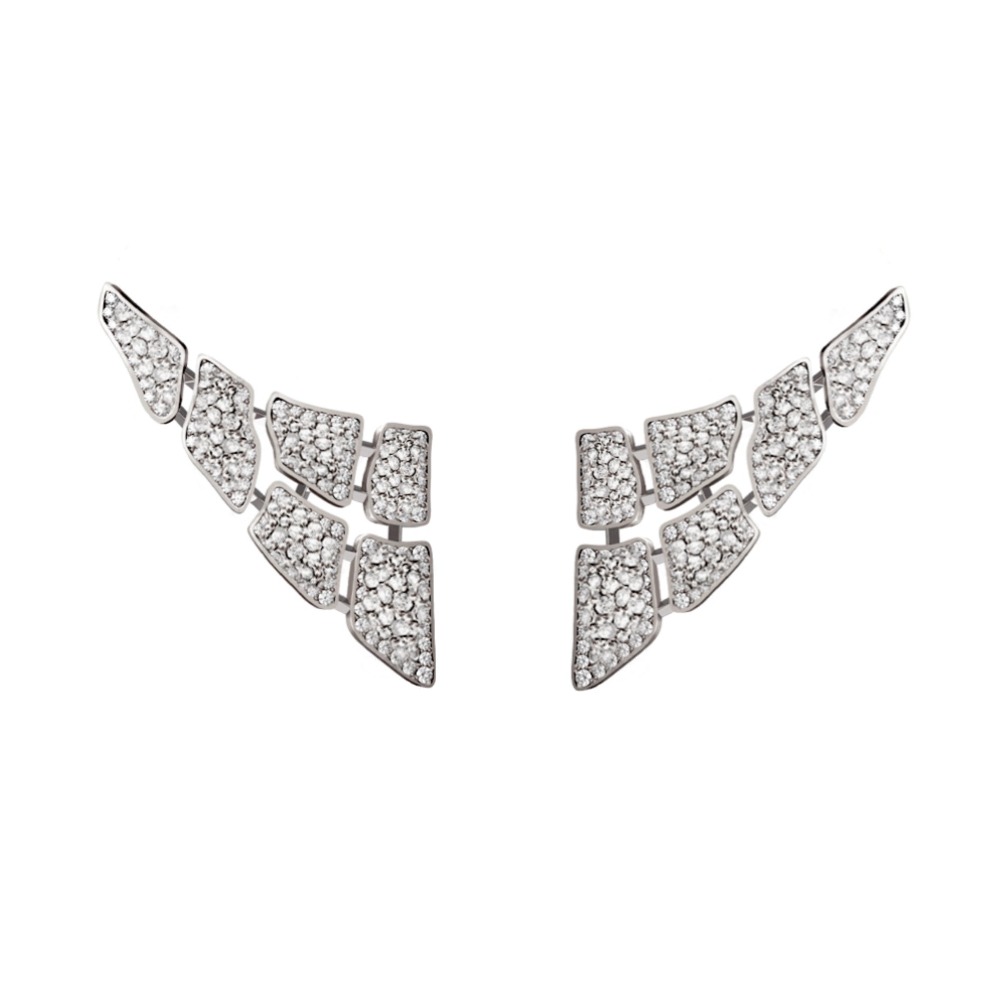 SKIN FULL DIAMOND SET EARRINGS 6 ELEMENTS WHITE GOLD | Earring | 18K white gold, crocodream, diamonds, earring, full diamond set, fullset, skin | ORLOV
