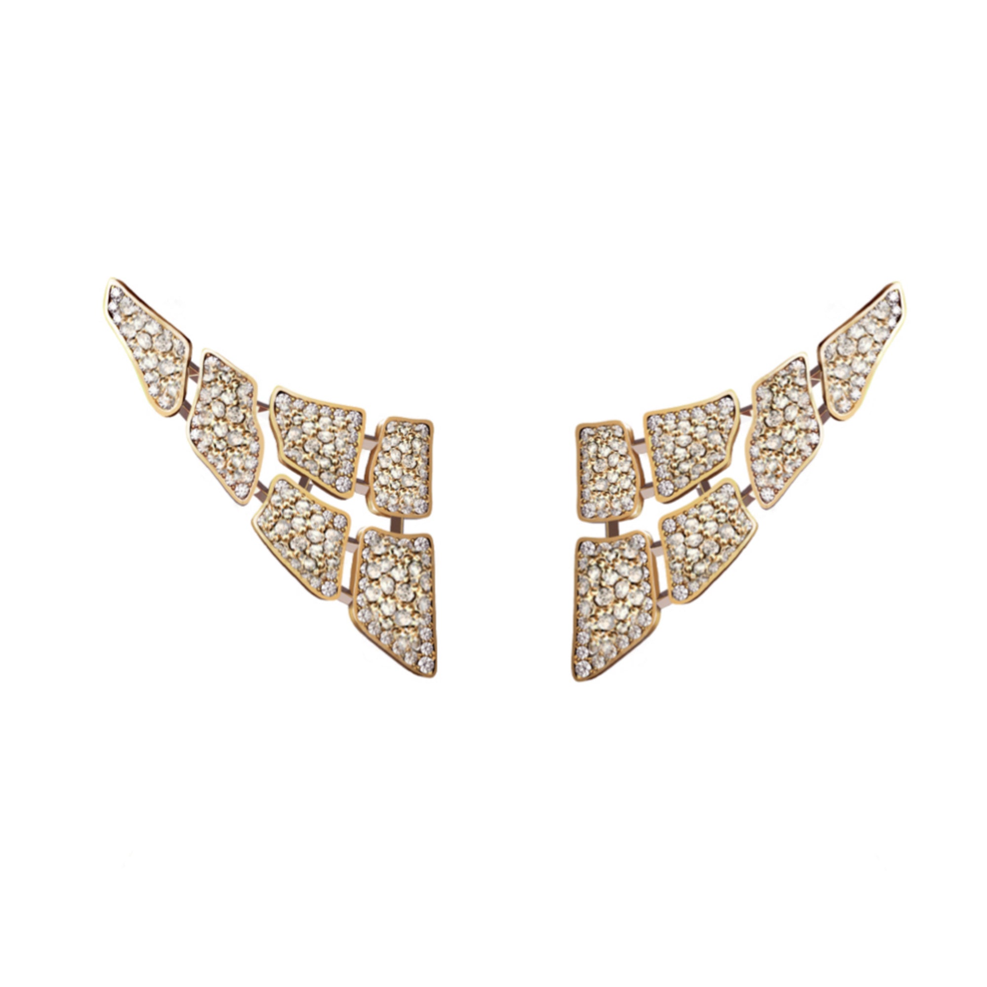 SKIN FULL DIAMOND SET EARRINGS 6 ELEMENTS YELLOW GOLD | Earring | 18K yellow gold, crocodream, diamonds, earring, full diamond set, fullset, skin | ORLOV
