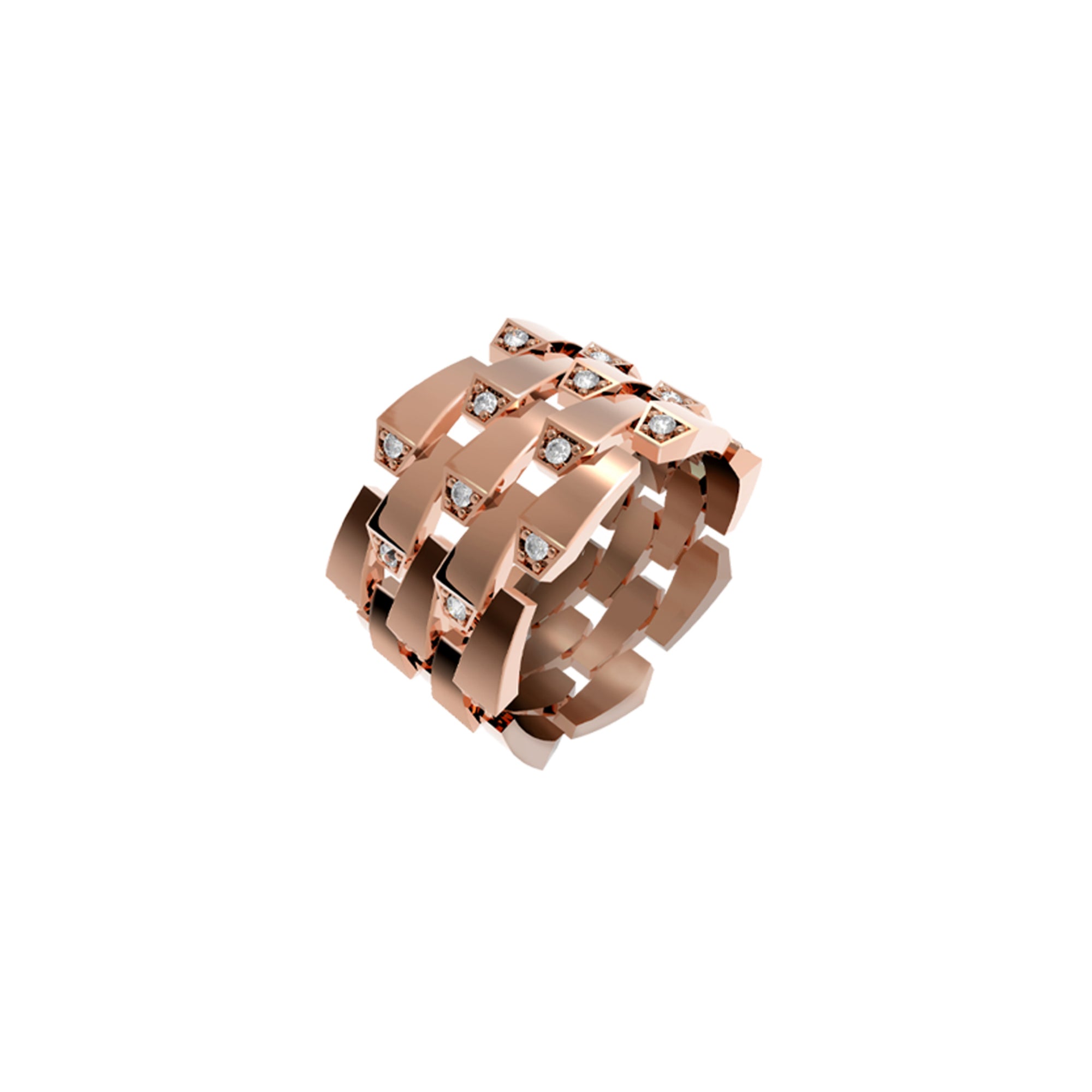 SPIKE 5 ROW DIAMOND RING ROSE GOLD | Ring | 18K rose gold, 5row, crocodream, diamonds, meta-size-chart-size-guide-rings, ring, spike | ORLOV