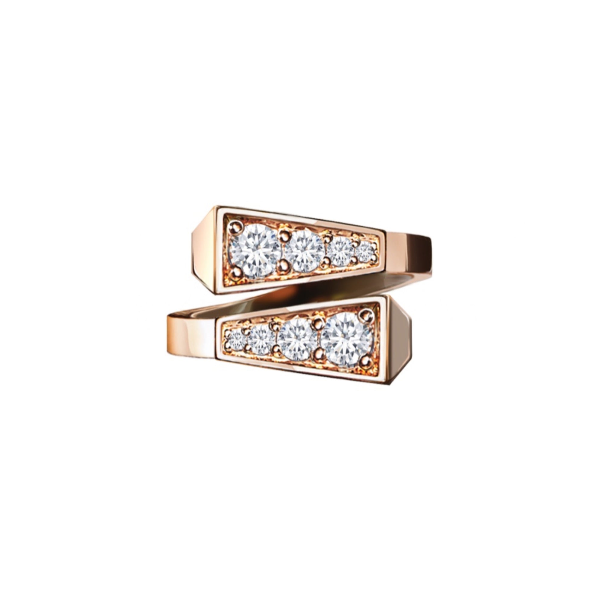 DOUBLE SPIKE ONE HALF DIAMOND SET RING ROSE GOLD | Ring | 18K rose gold, crocodream, diamonds, double, meta-size-chart-size-guide-rings, one, ring, spike | ORLOV