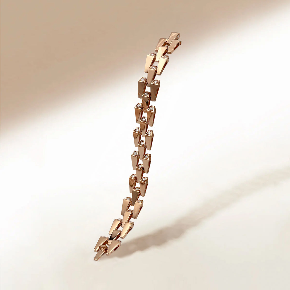 SPIKE LARGE 3 ROW LIGHT PAVÉ DIAMOND BRACELET, ROSE GOLD