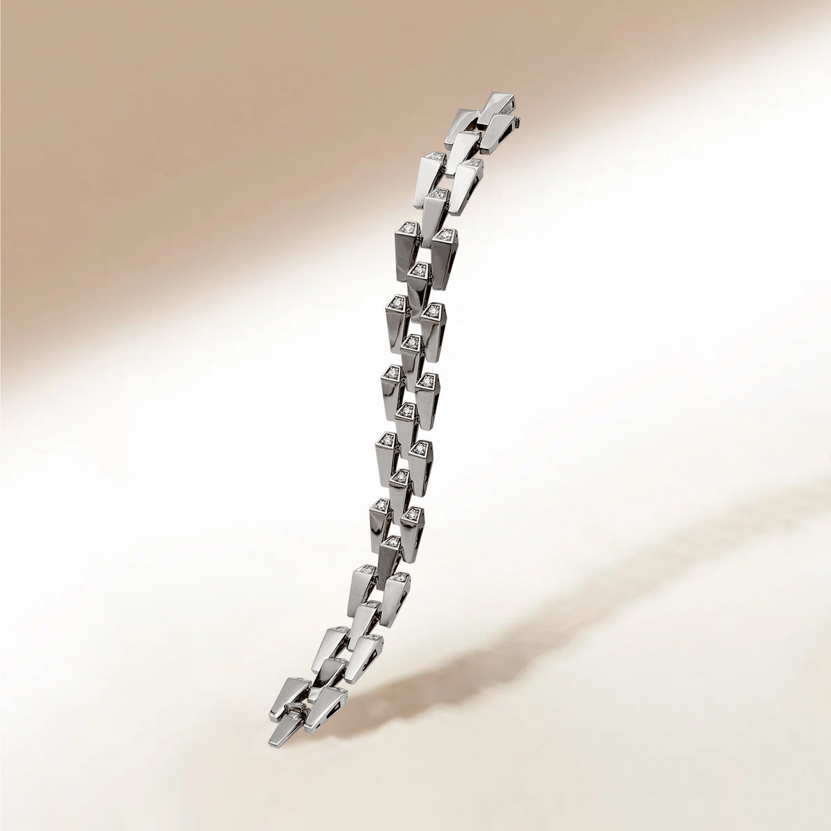 SPIKE LARGE 3 ROW LIGHT PAVÉ DIAMOND BRACELET, WHITE GOLD