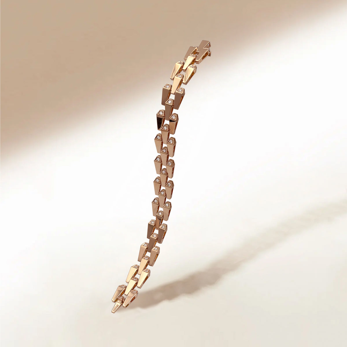 SPIKE 3 ROW LIGHT PAVÉ DIAMOND BRACELET, ROSE GOLD