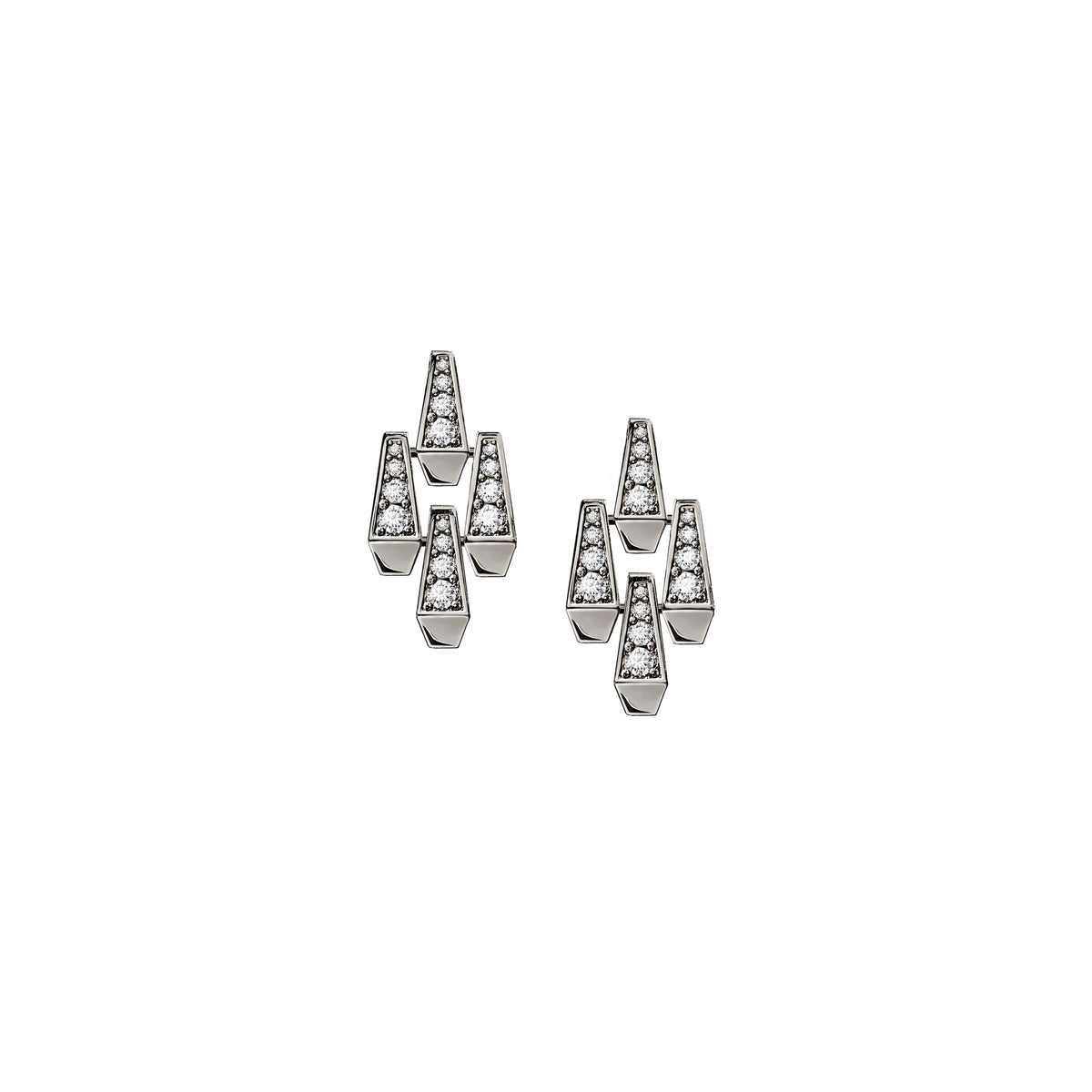 SPIKE 4 ELEMENTS FULL PAVÉ DIAMOND EARRINGS, WHITE GOLD