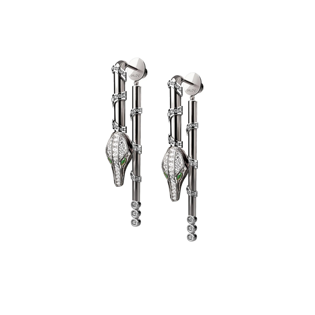 CARESSE DE CROCO DROP DIAMOND EARRINGS, WHITE GOLD ORLOV