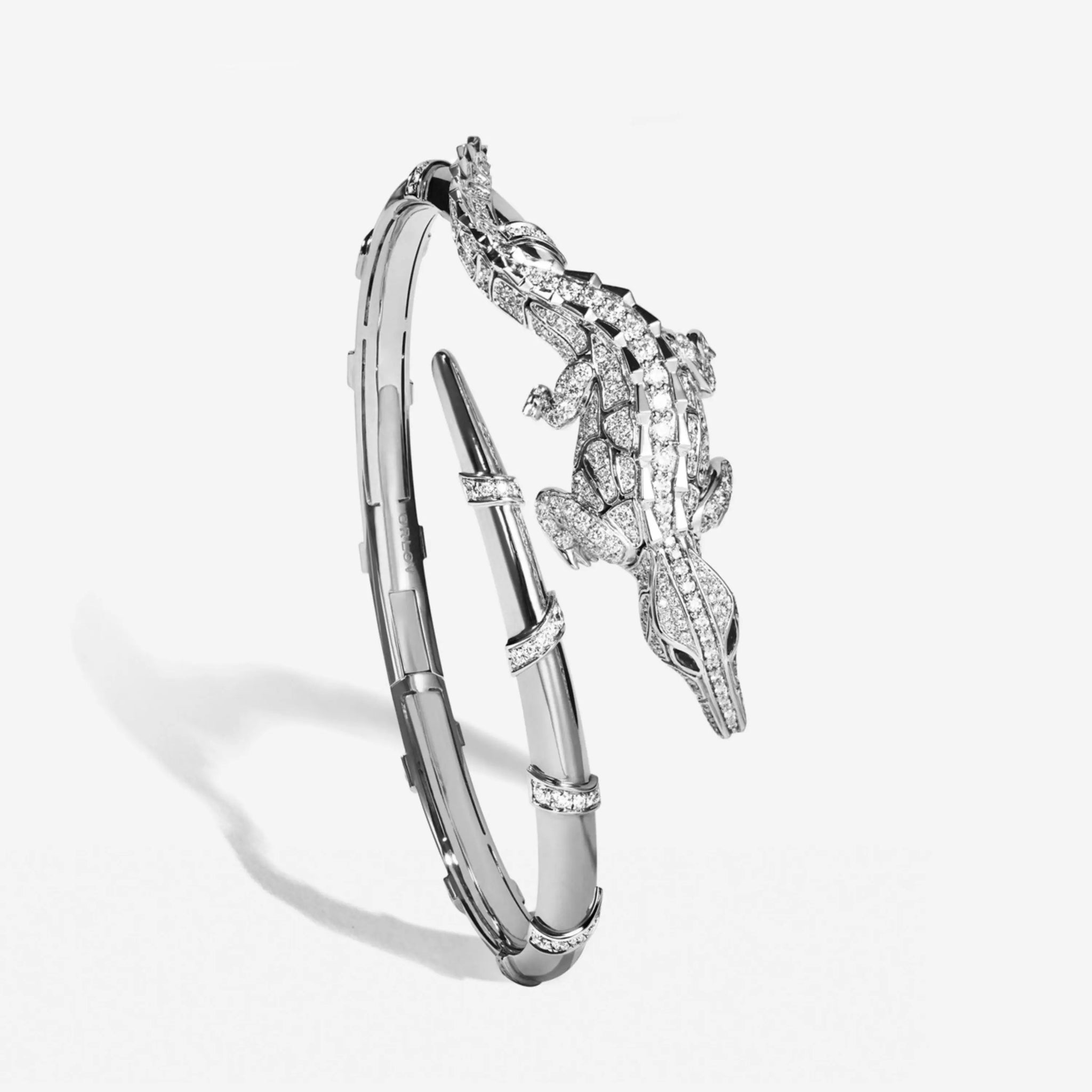 CARESSE DE CROCO FULL PAVE DIAMOND BRACELET, WHITE GOLD