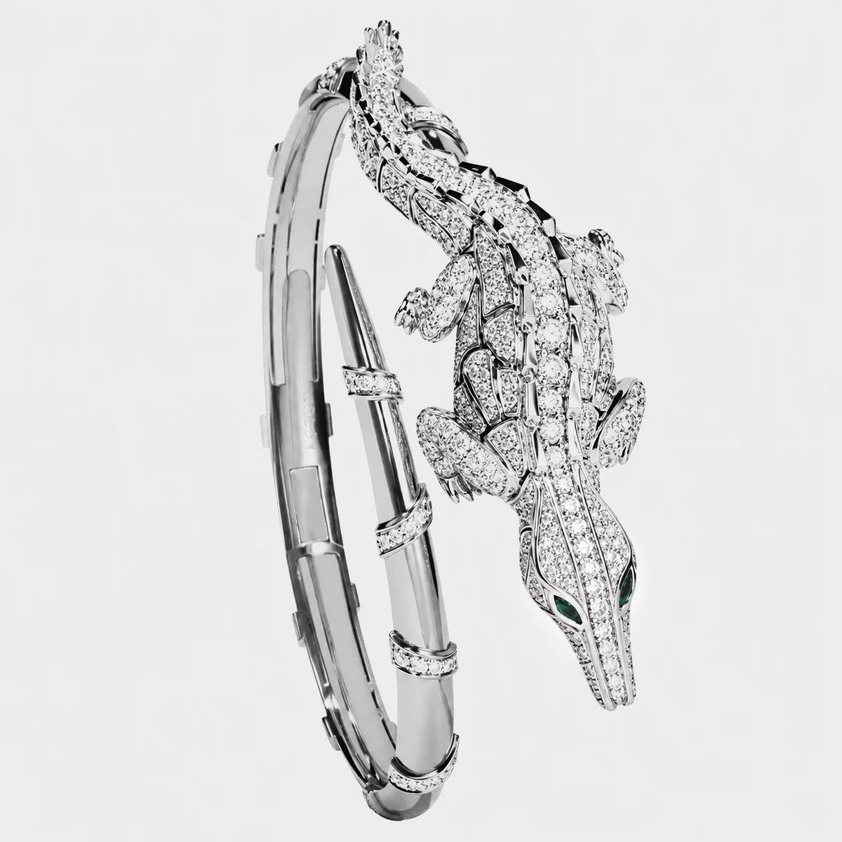 CARESSE DE CROCO LARGE FULL PAVE DIAMOND BRACELET, WHITE GOLD