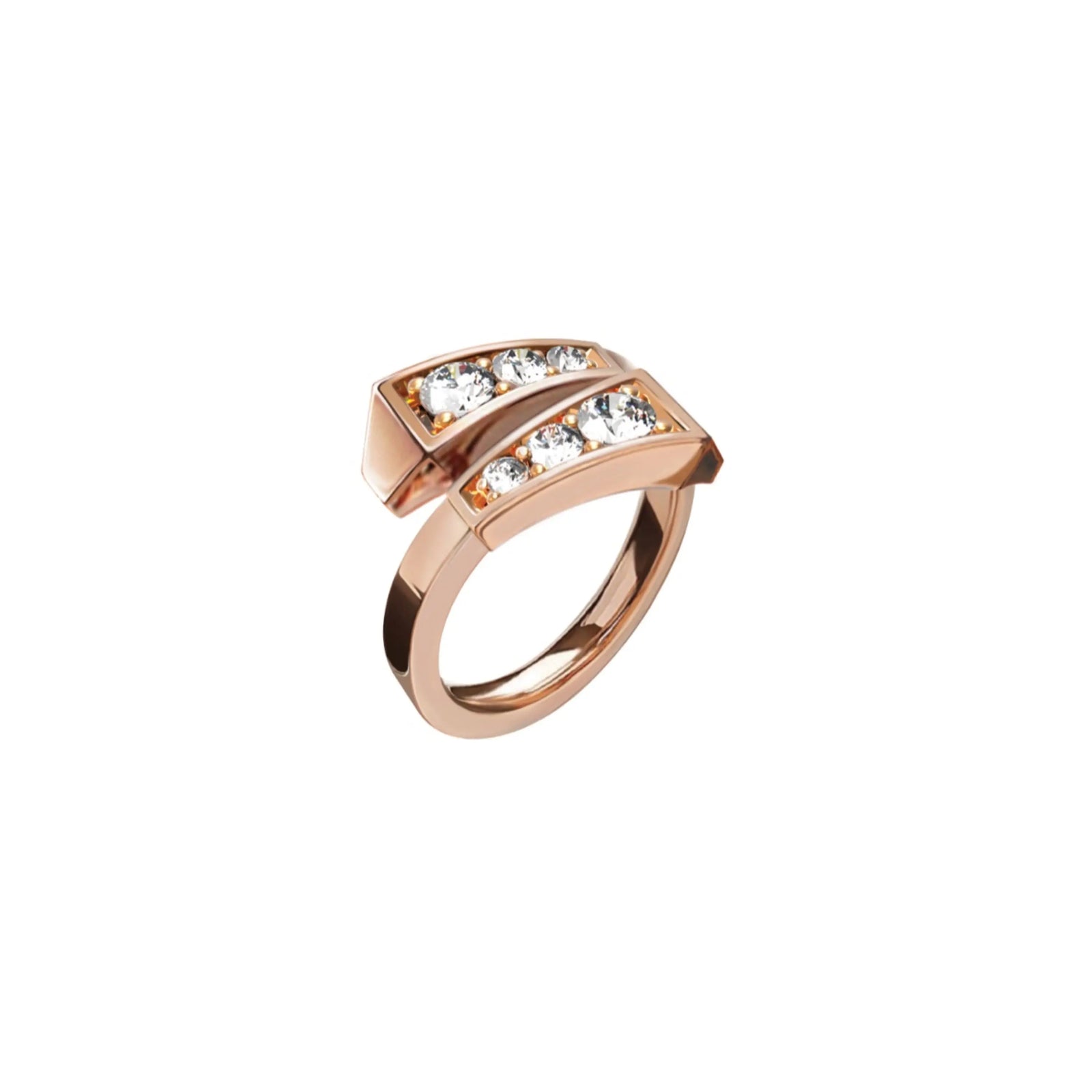 DOUBLE SPIKE ONE HALF DIAMOND SET RING ROSE GOLD | Ring | 18K rose gold, crocodream, diamonds, double, meta-size-chart-size-guide-rings, one, ring, spike | ORLOV