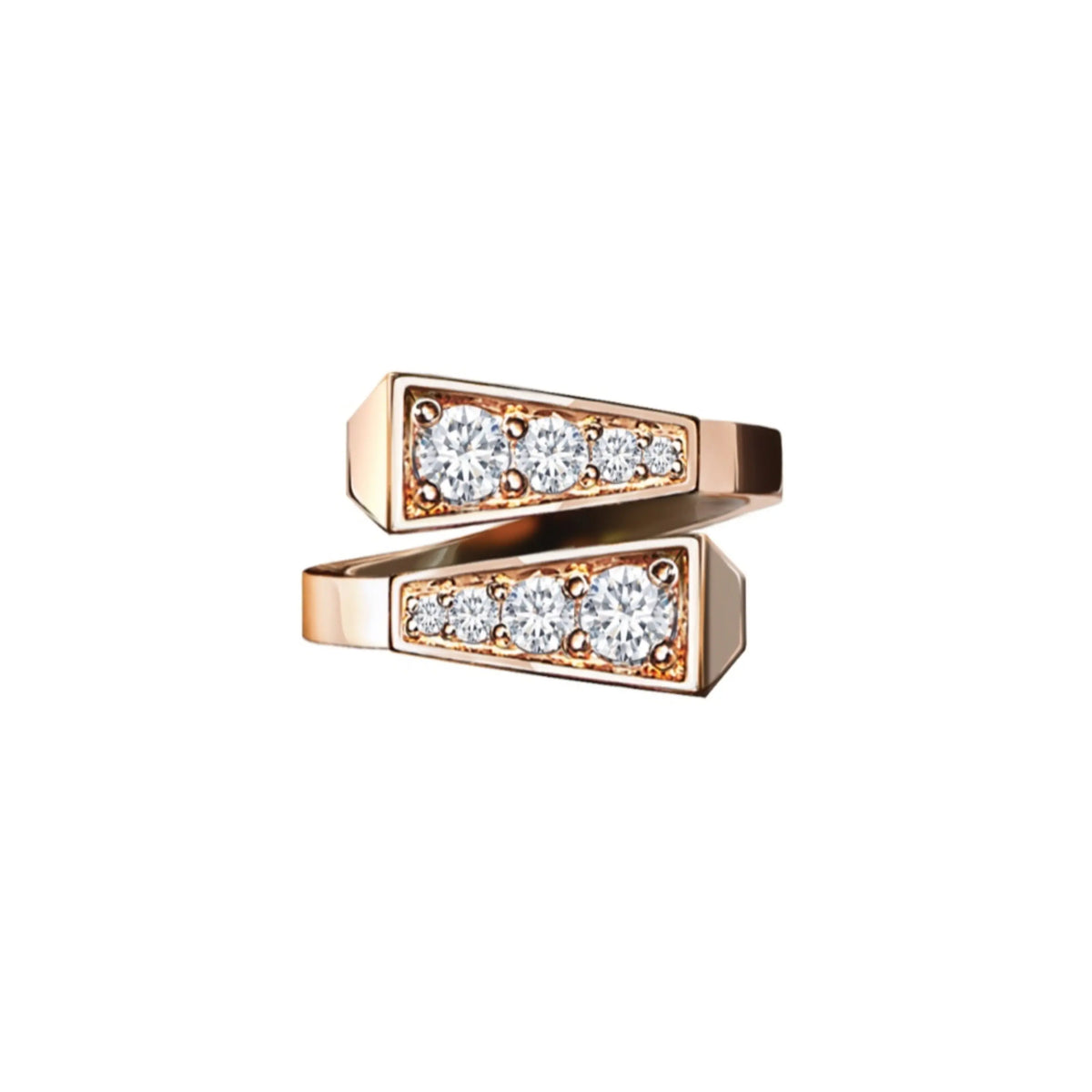 DOUBLE SPIKE FULL DIAMOND SET RING ROSE GOLD ORLOV