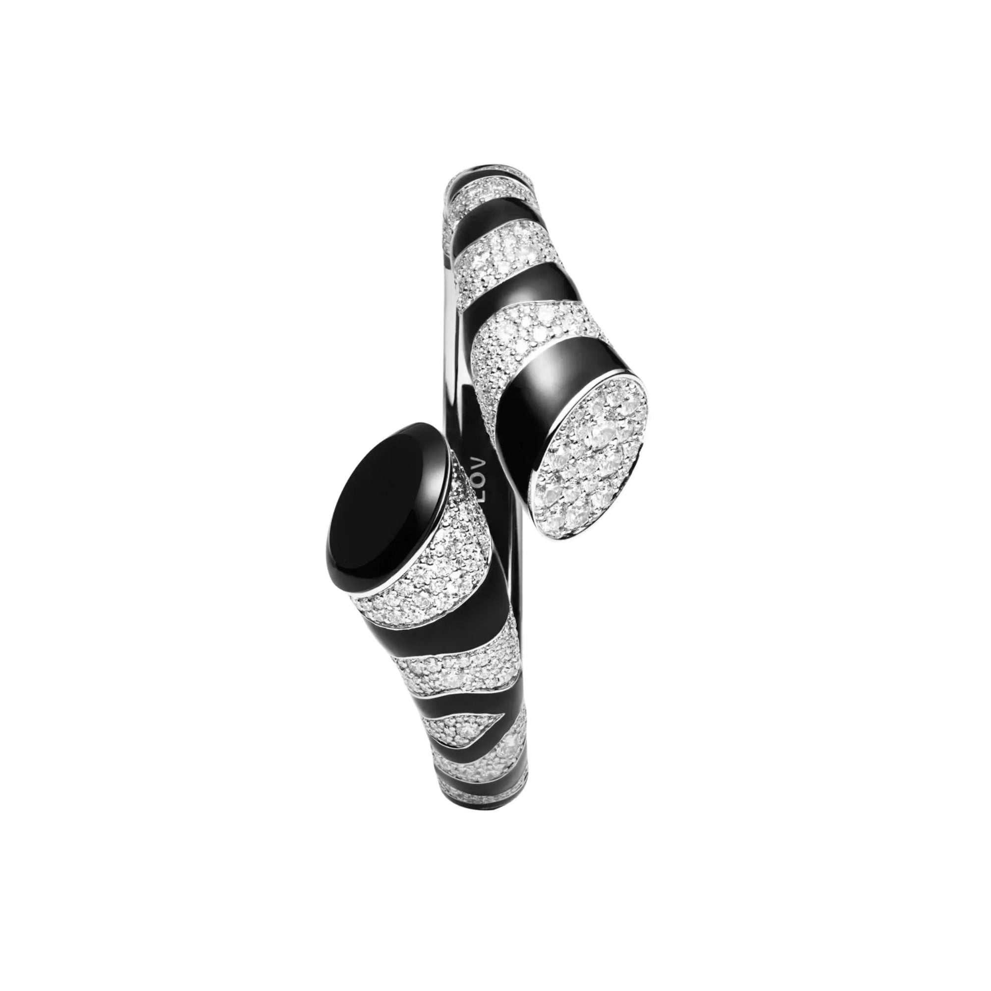 LA SAVANE FULL PAVE DIAMOND, ONYX AND ENAMEL BRACELET, WHITE GOLD ORLOV