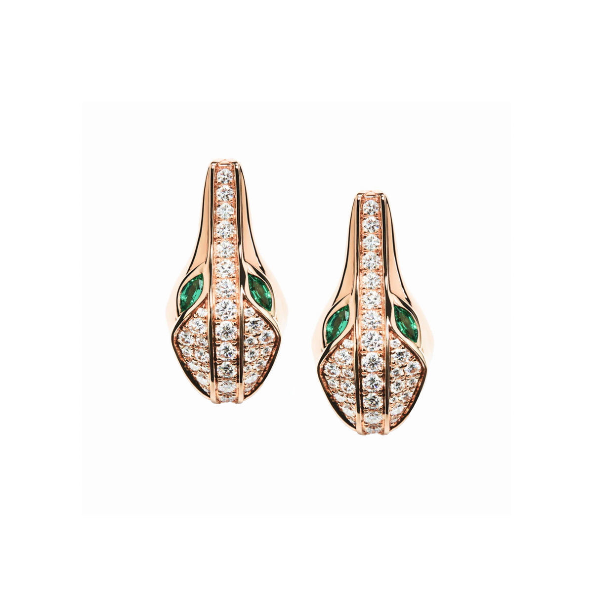 SPIKE LARGE CROCO HEAD FULL PAVE DIAMOND EARRINGS, ROSE GOLD