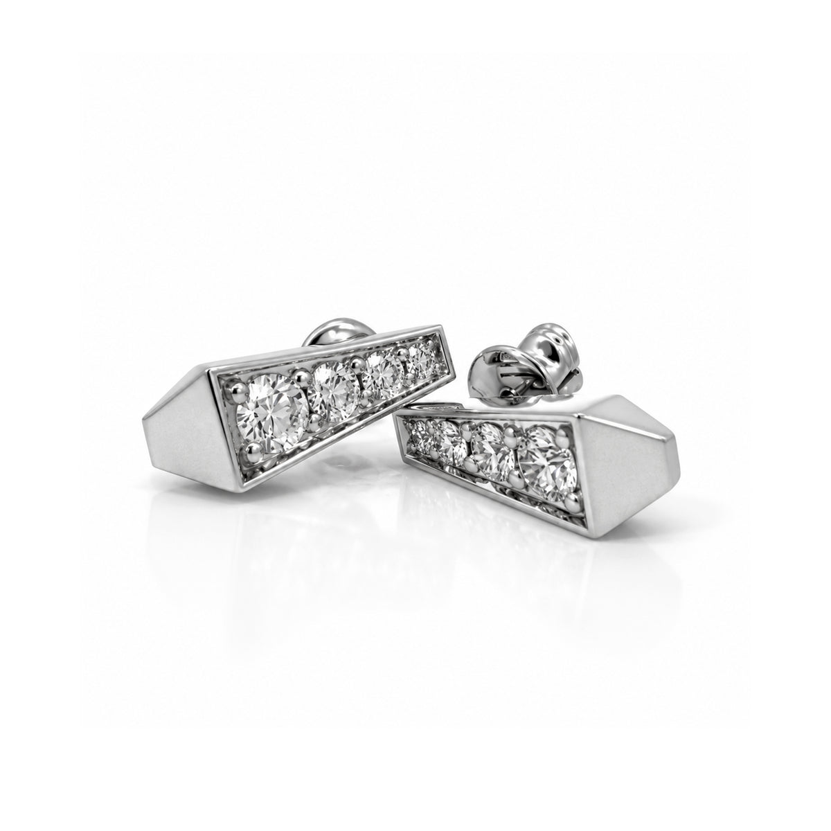 SPIKE ONE LARGE FULL PAVE DIAMOND EARRINGS, WHITE GOLD