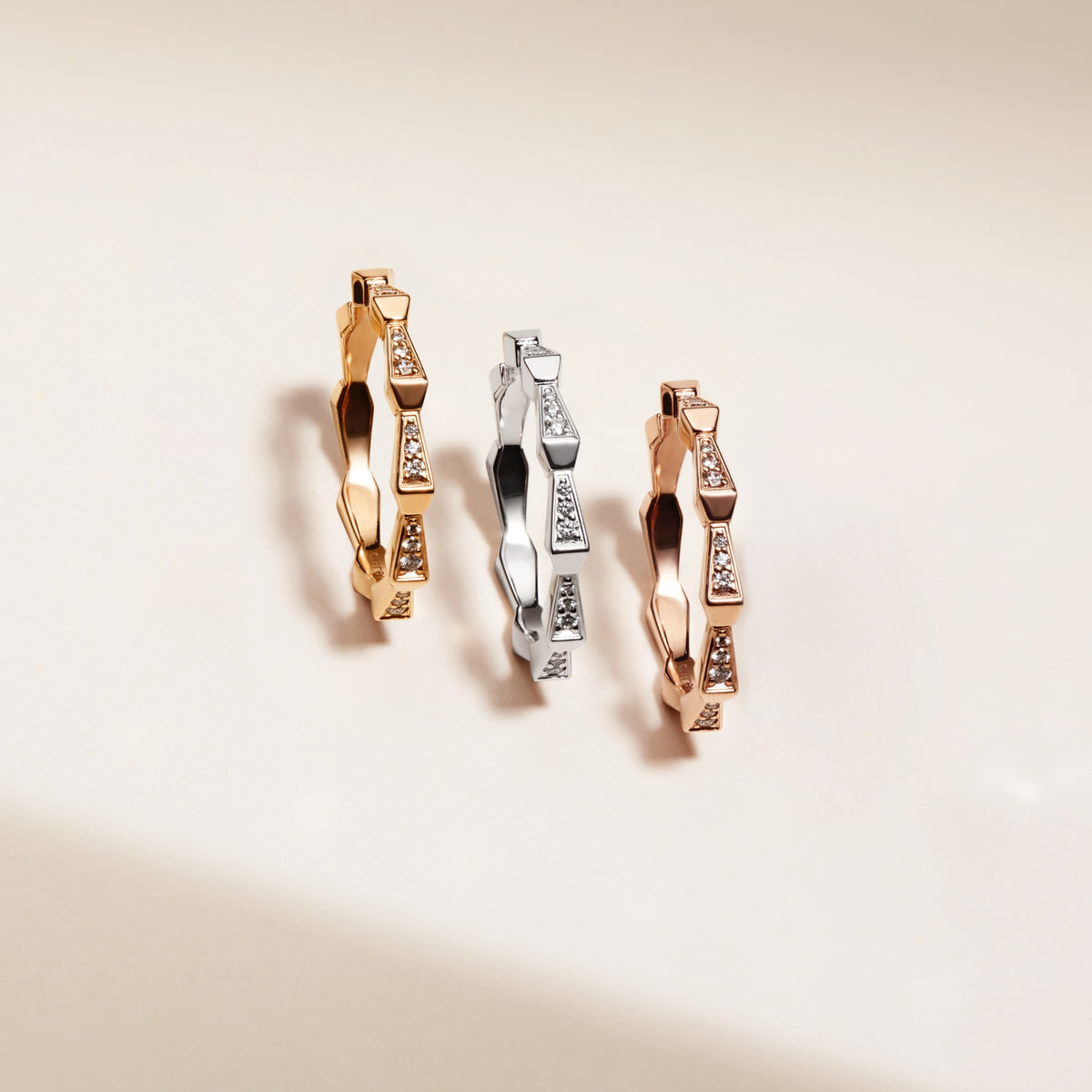 SPIKE 1 ROW FULL PAVE DIAMOND BAND, ROSE GOLD