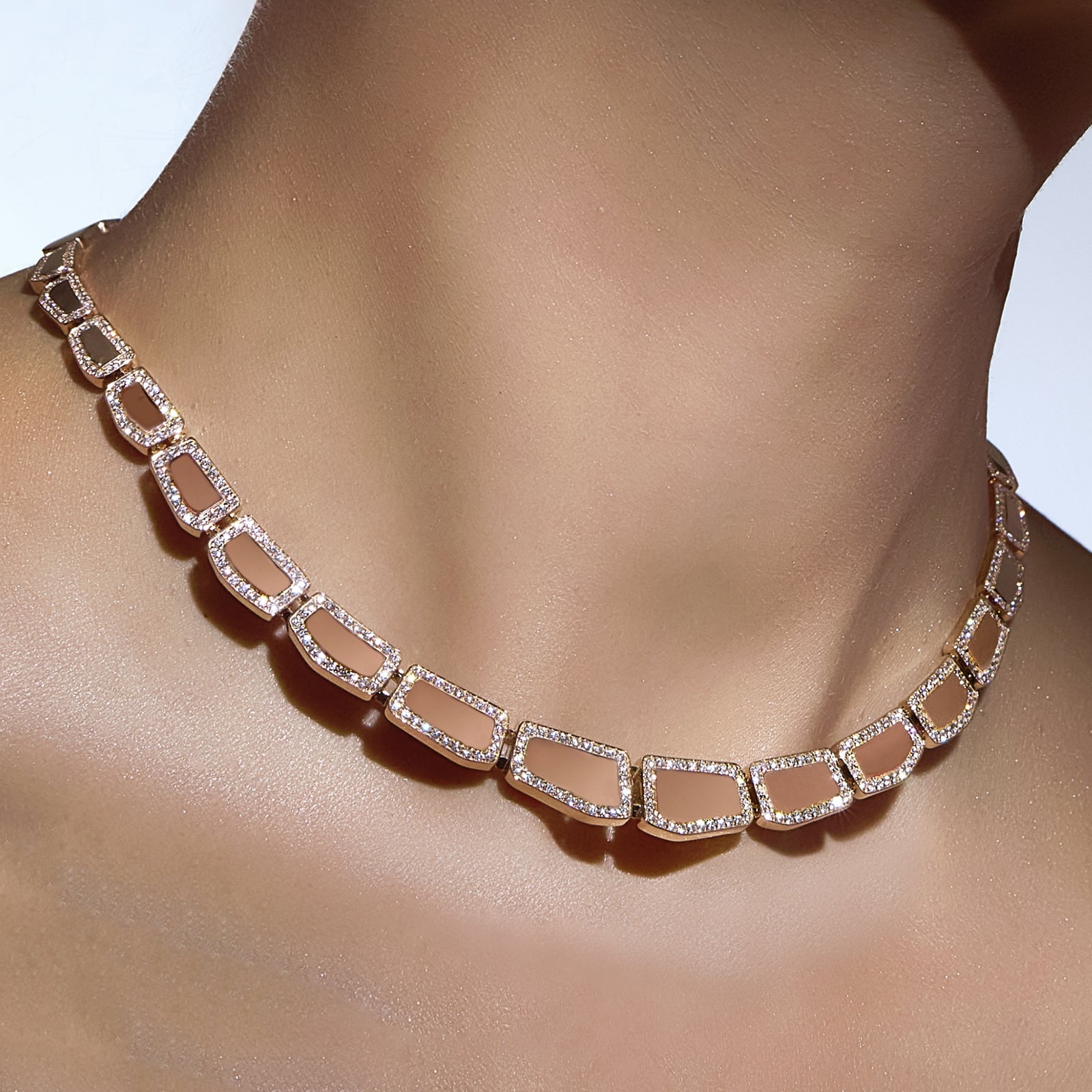 SKIN DIAMOND NECKLACE ROSE GOLD | Necklace | 18K rose gold, choker, crocodream, diamonds, Necklace, skin | ORLOV