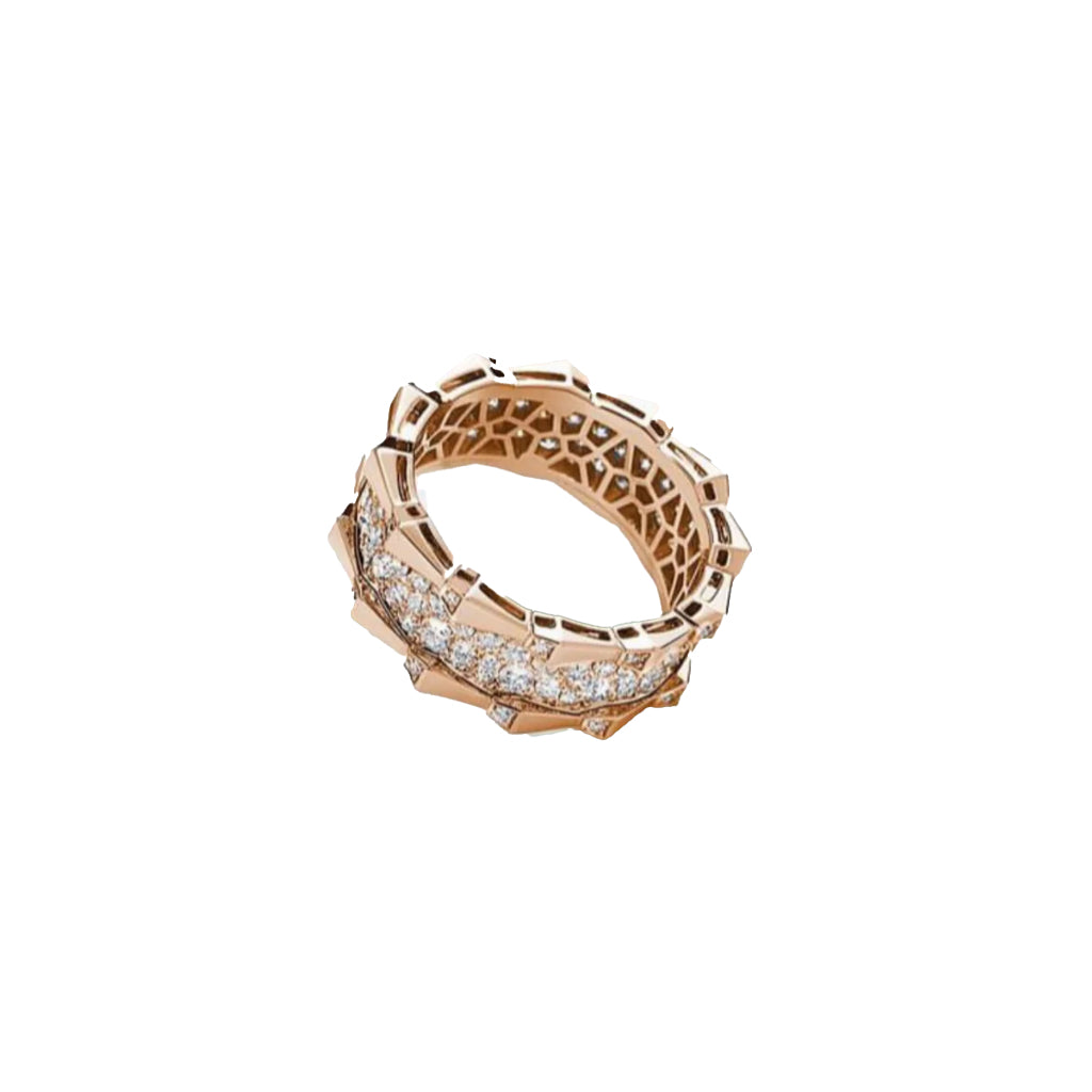 SPIKE DOUBLE ROW FULL PAVE DIAMOND RING, ROSE GOLD