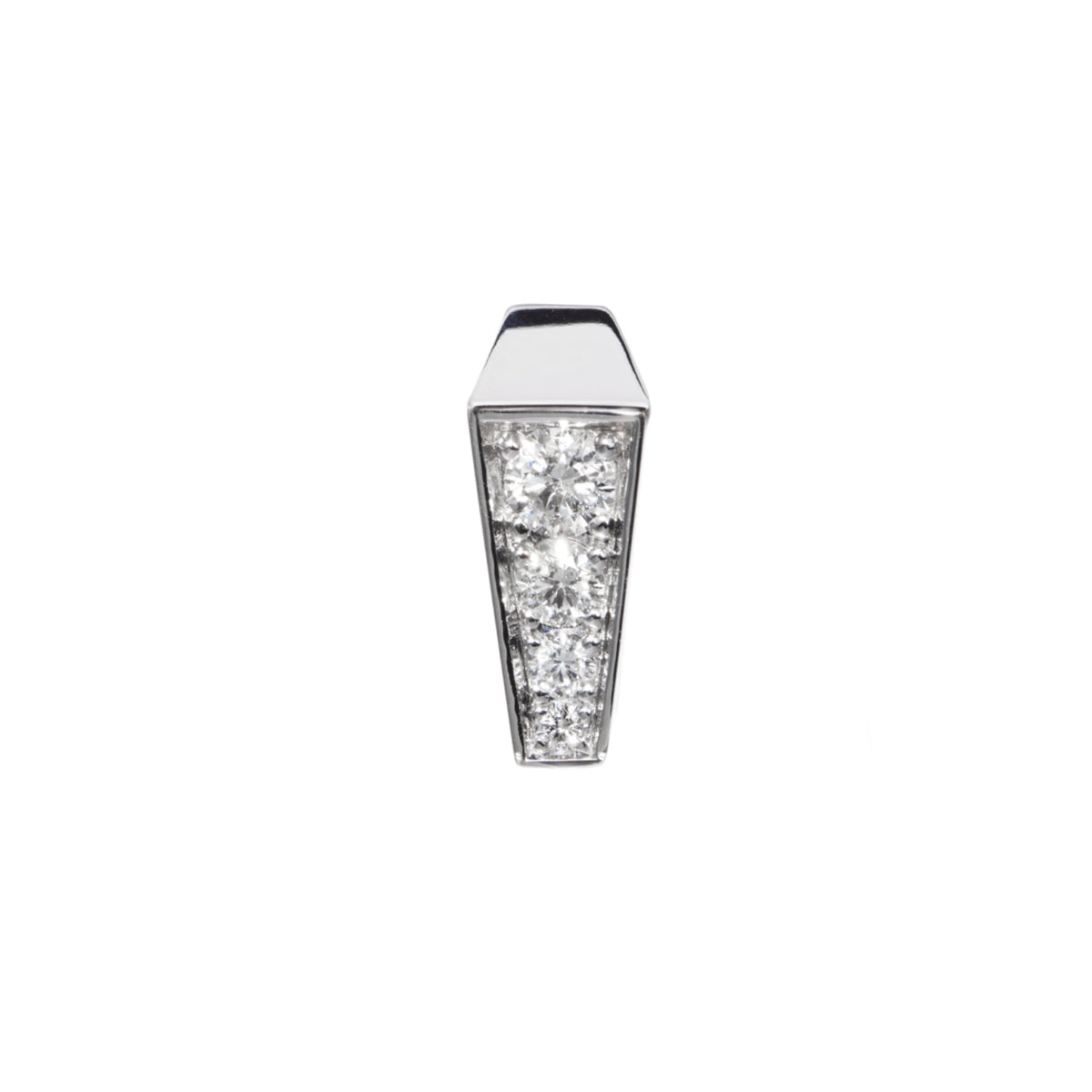 SPIKE ONE STUD FULL PAVÉ DIAMOND EARRING, WHITE GOLD