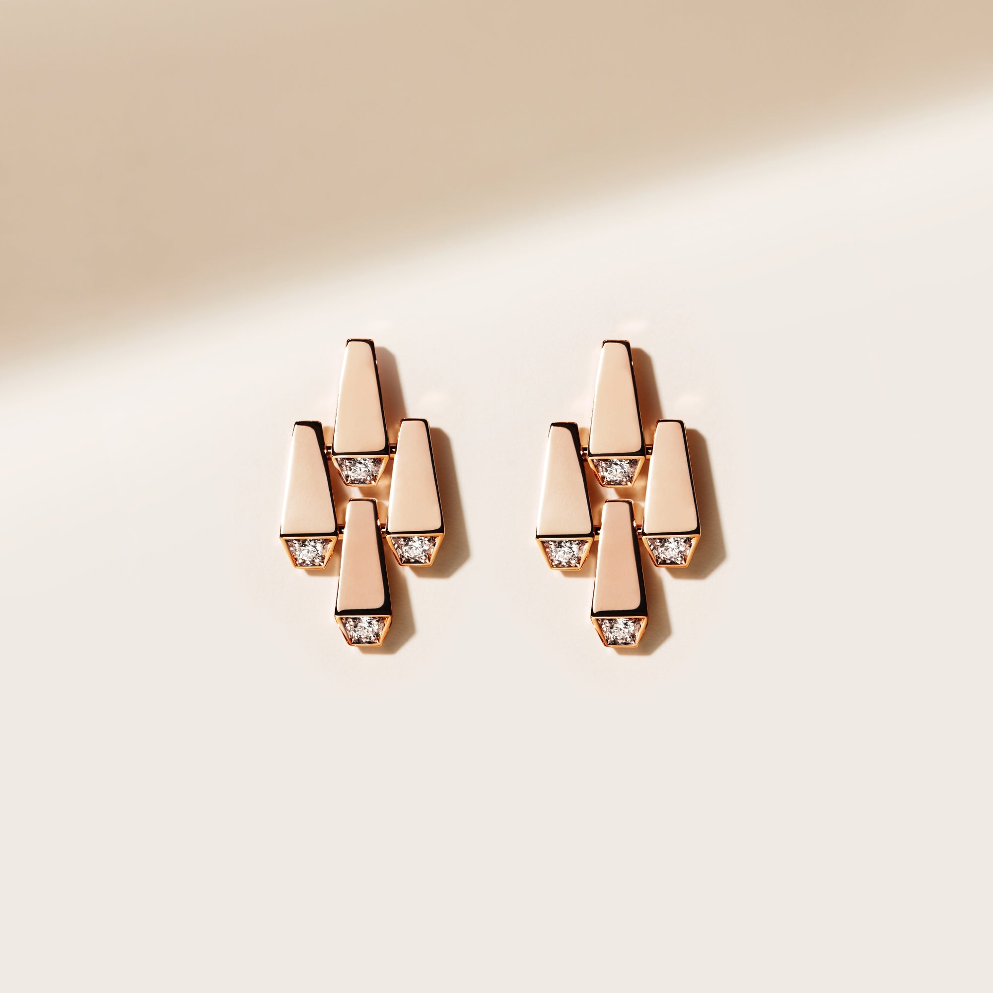 SPIKE LARGE 4 ELEMENTS LIGHT PAVÉ DIAMOND EARRINGS, ROSE GOLD ORLOV