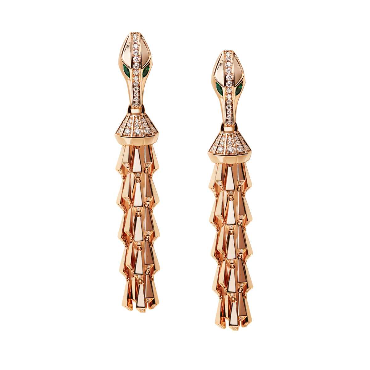 SPIKE TASSEL LIGHT PAVÉ DIAMOND EARRINGS, ROSE GOLD