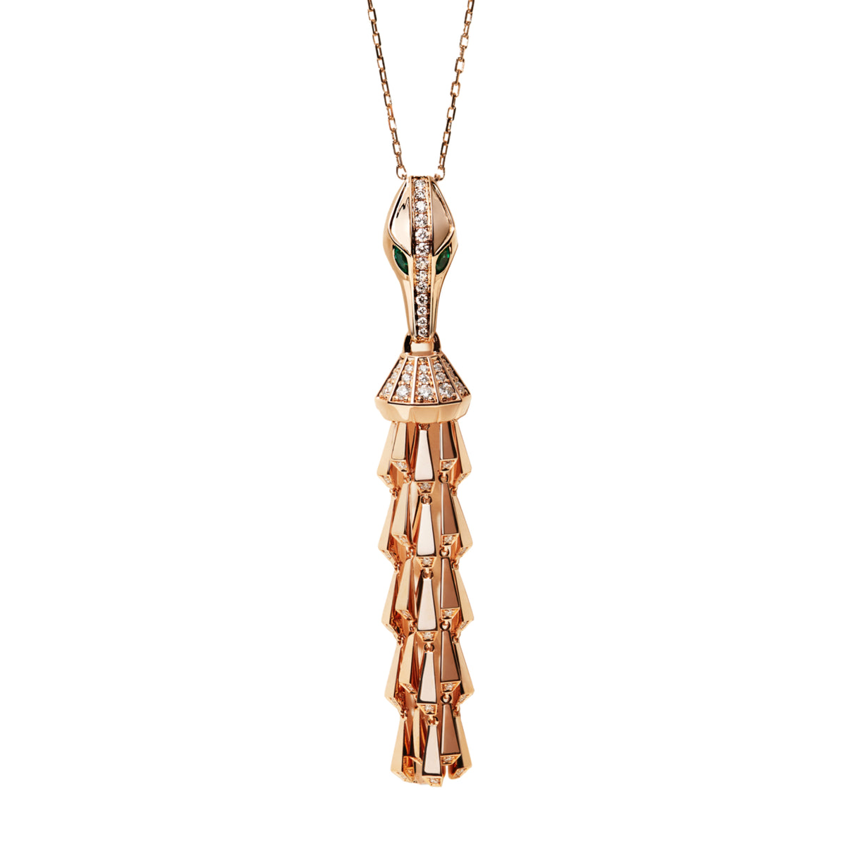 SPIKE TASSEL LIGHT PAVÉ DIAMOND PENDANT, ROSE GOLD