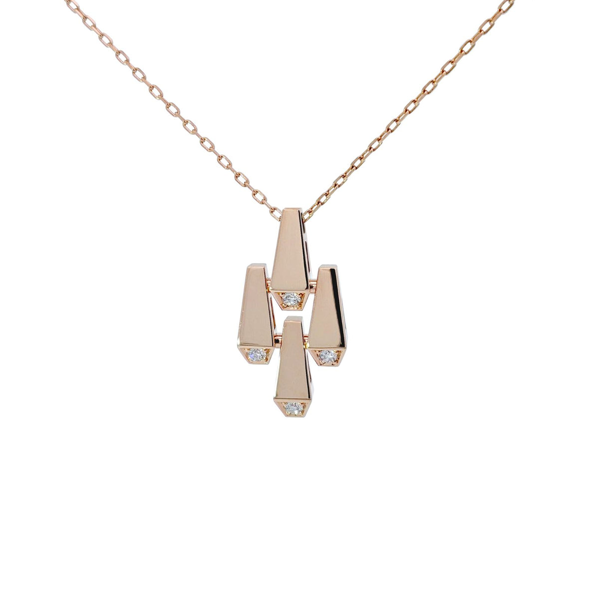 SPIKE 3 ROW DIAMOND PENDANT, ROSE GOLD