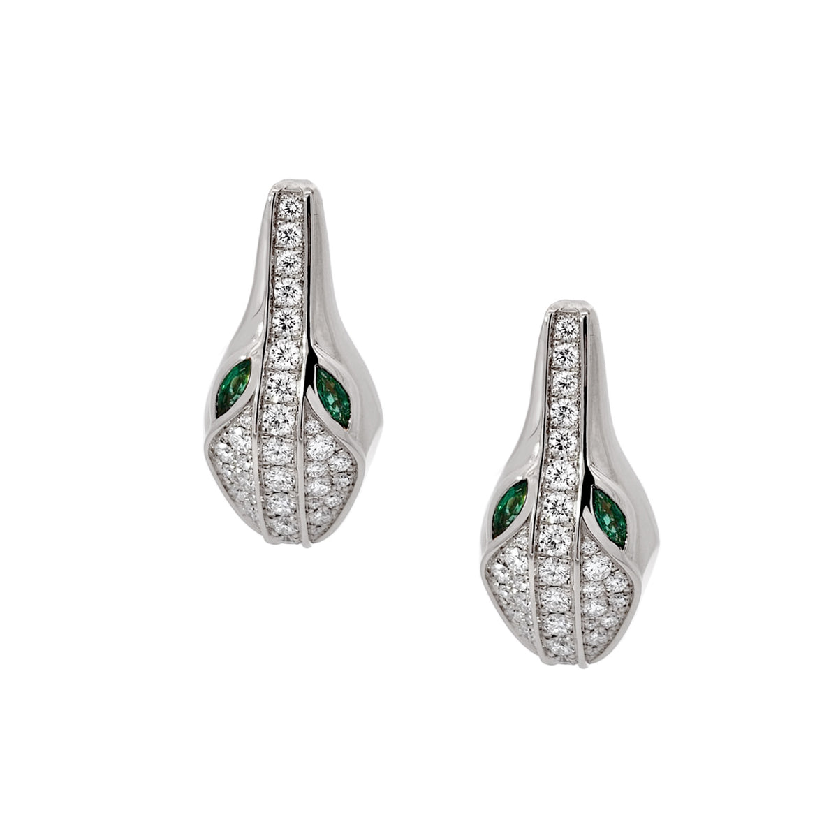 SPIKE LARGE CROCO HEAD FULL PAVE DIAMOND EARRINGS, WHITE GOLD