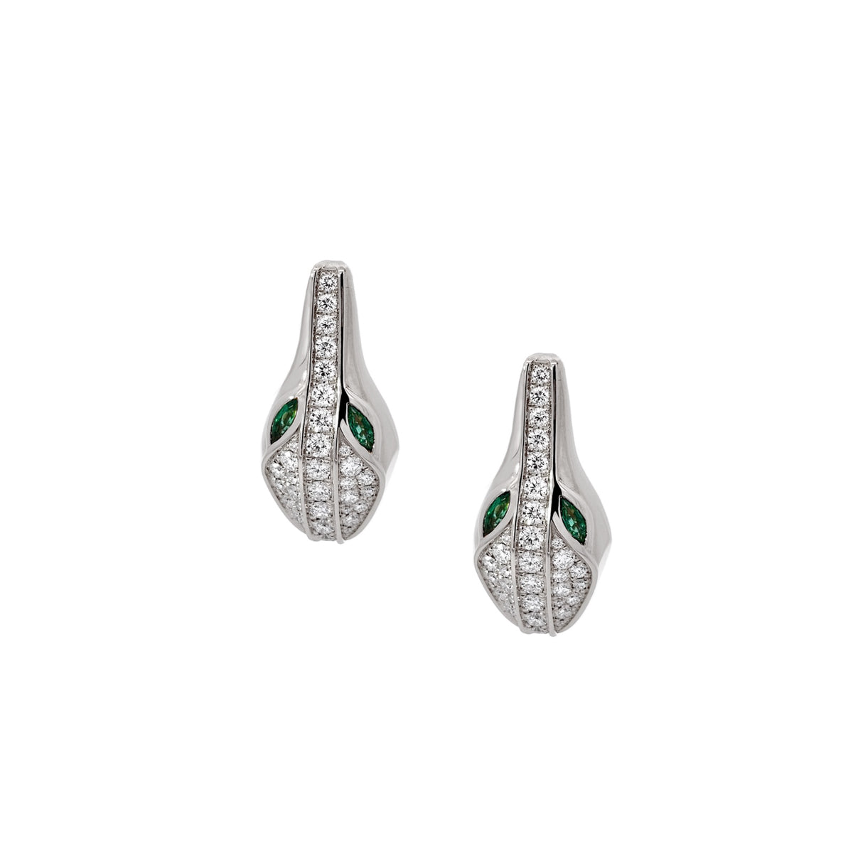 SPIKE CROCO HEAD FULL PAVE DIAMOND EARRINGS, WHITE GOLD
