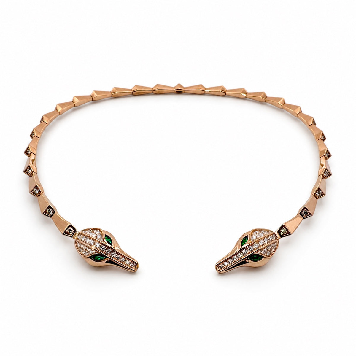 SPIKE CROCO LIGHT PAVÉ DIAMOND CHOKER, ROSE GOLD