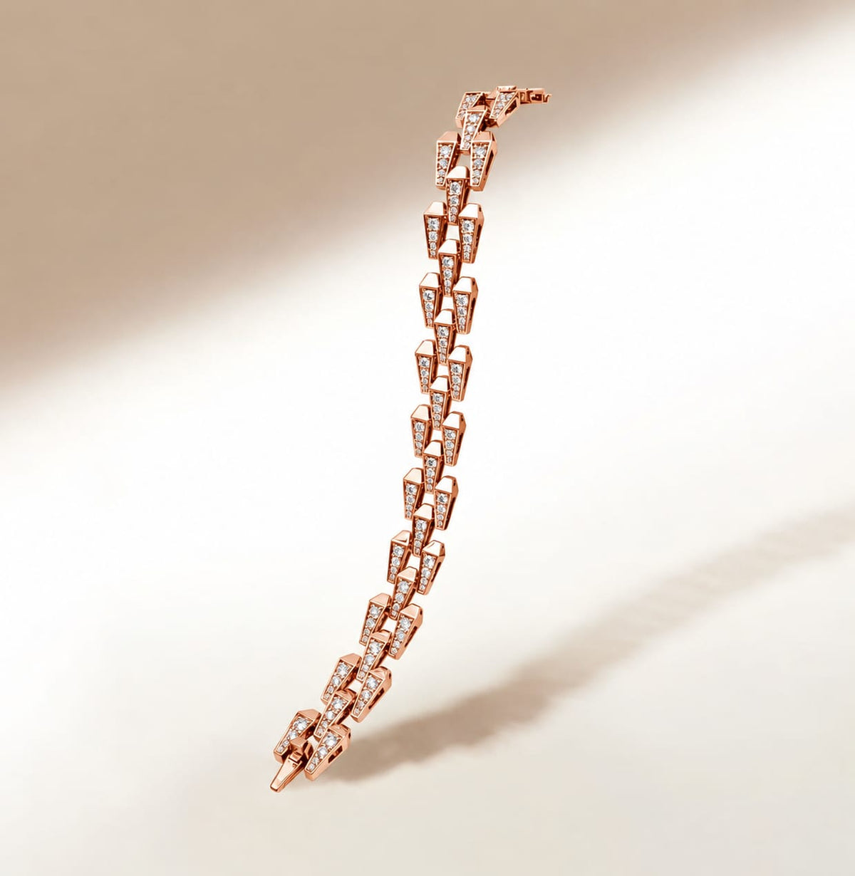 SPIKE 3 ROW FULL PAVE DIAMOND BRACELET, ROSE GOLD