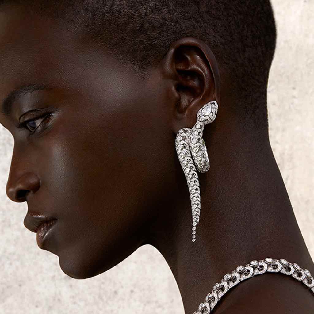 SERPENTES DIAMOND EARRINGS WHITE GOLD | Earring | 18K white gold, diamonds, earring, serpentes, snake | ORLOV