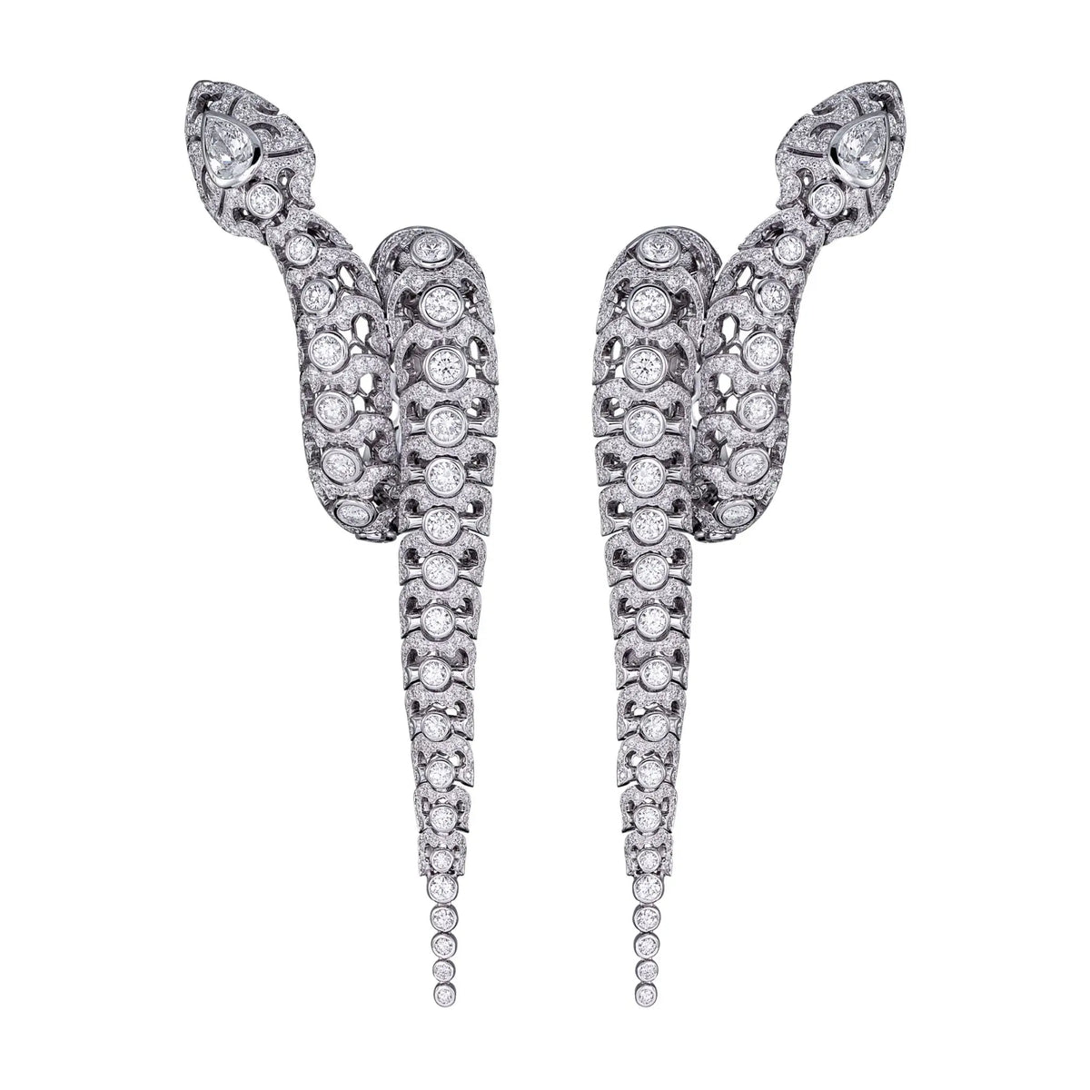 SERPENTES DIAMOND EARRINGS WHITE GOLD | Earring | 18K white gold, diamonds, earring, serpentes, snake | ORLOV